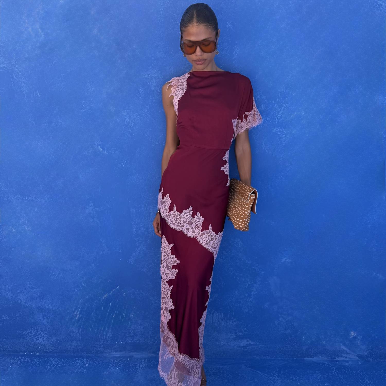 Never Fully Dressed Women's Lace Detail Maxi Waisted Dress - 20 - Burgundy - Available at M&S