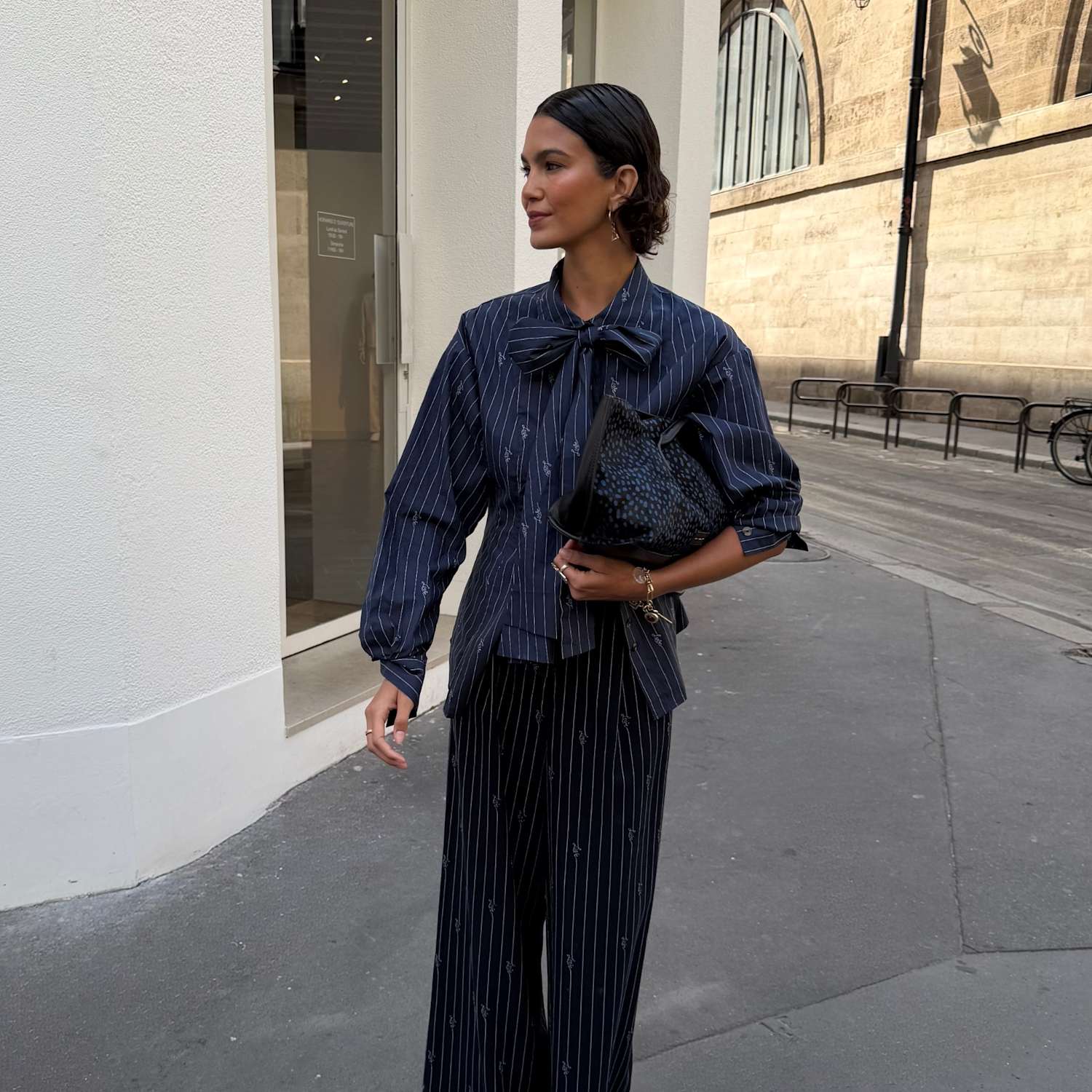 Never Fully Dressed Women's Pure Cotton Pinstripe Bow Shirt - 20 - Multi - Available at M&S