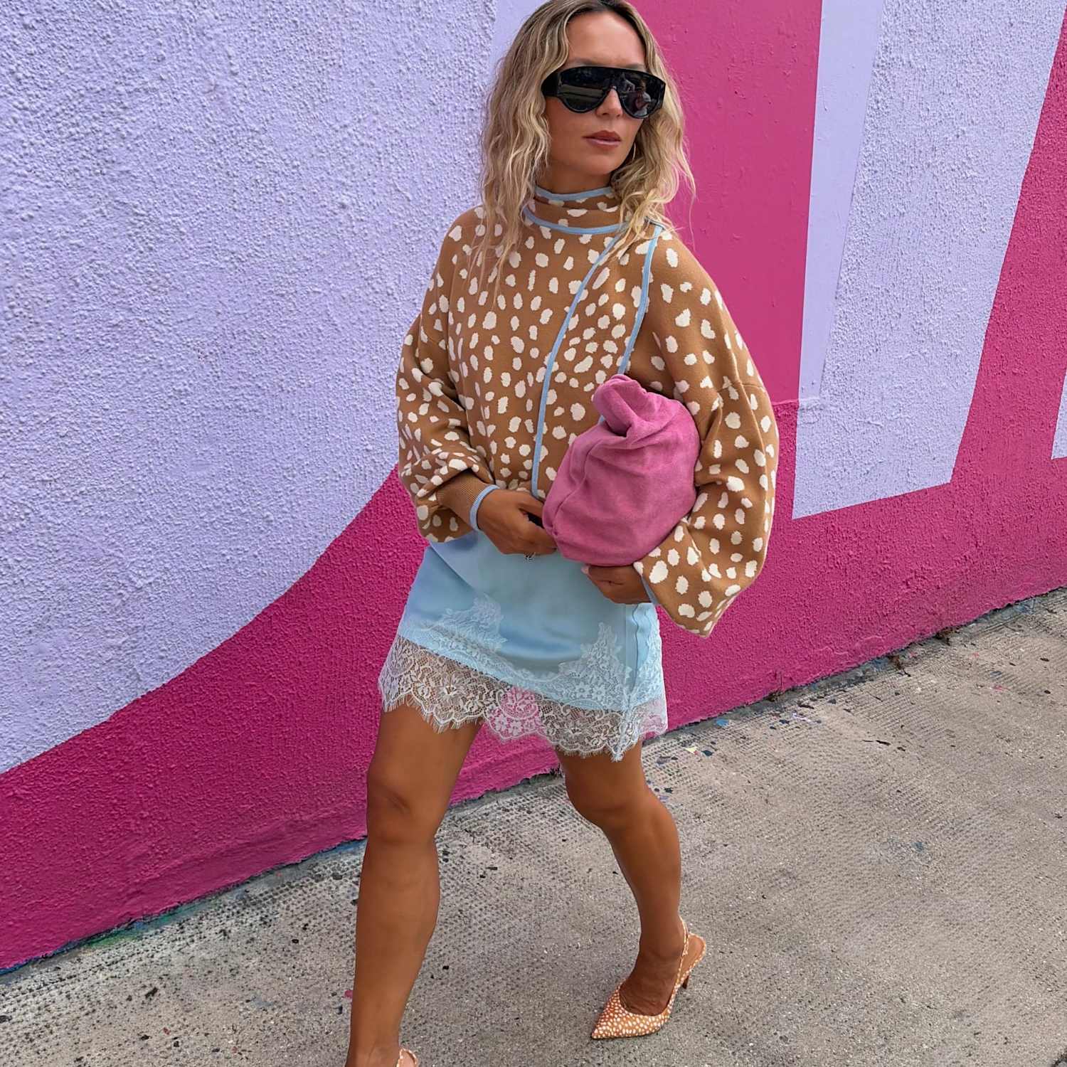 Never Fully Dressed Women's Round Neck Animal Print Jumper - Large - Beige Mix - Available at M&S