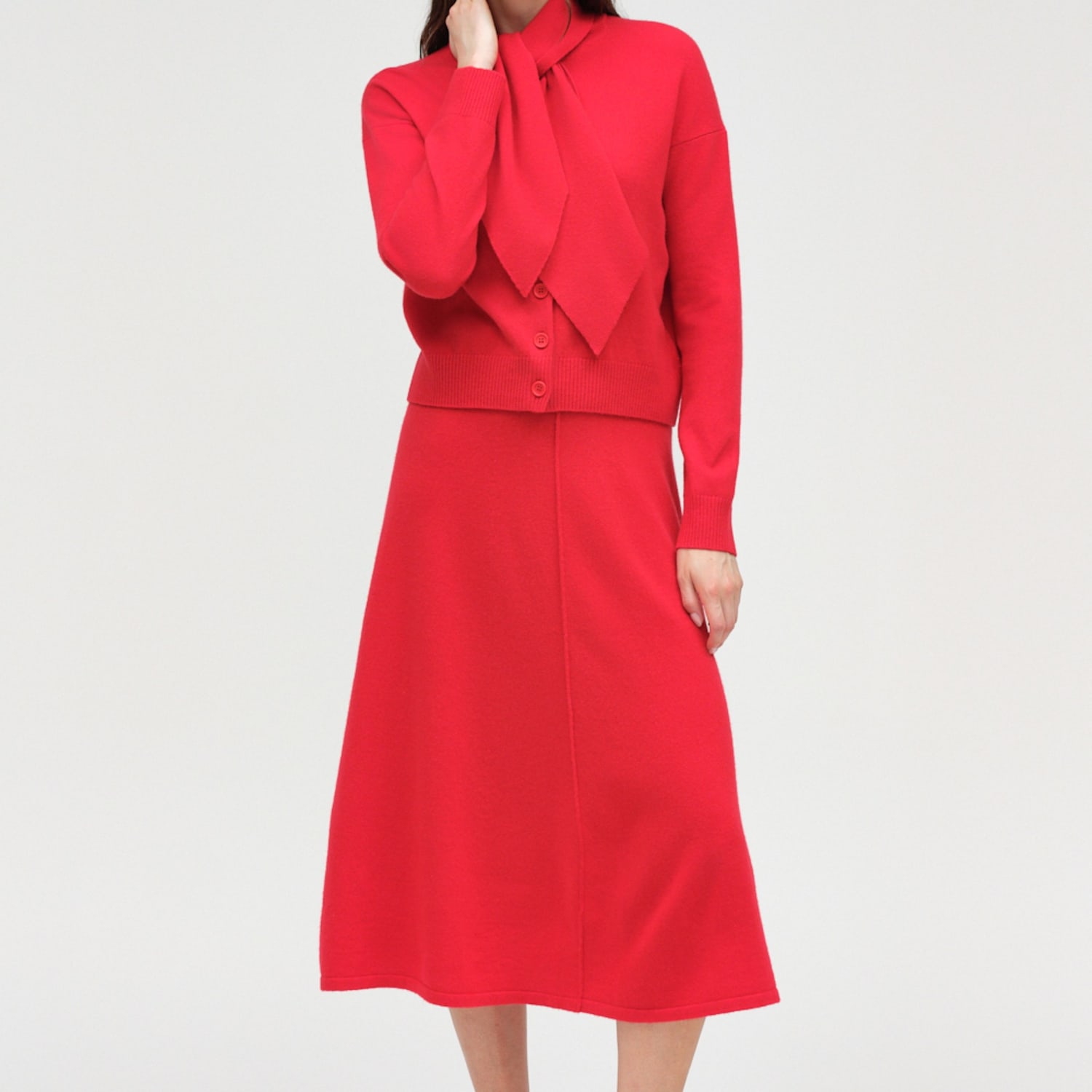 Chinti & Parker Women's Wool Rich Jacquard Tie Neck Cardigan - XX Large - Red - Available at M&S