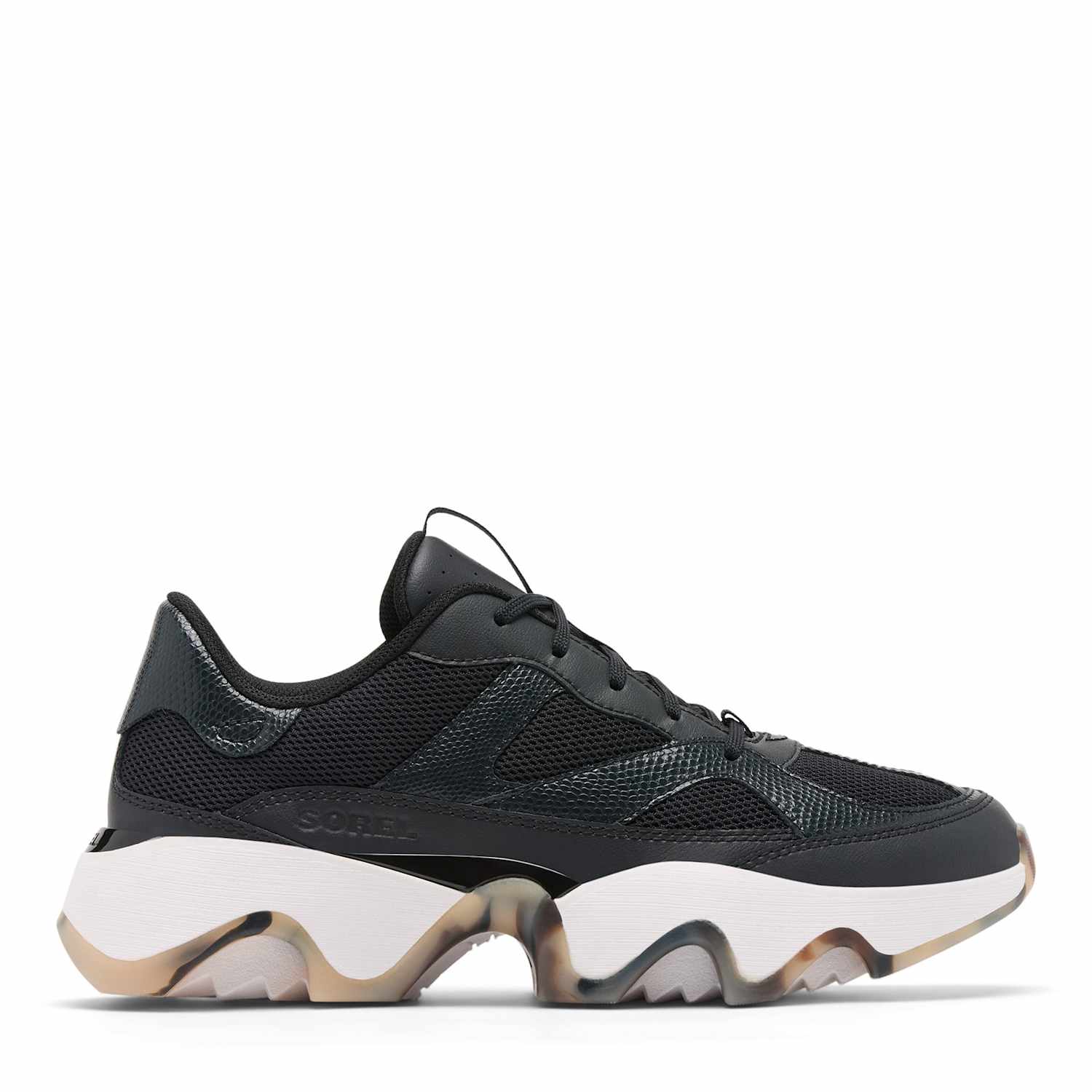 Sorel Women's Kinetic Array Leather Platform Trainers - 7 - Black Mix - Available at M&S