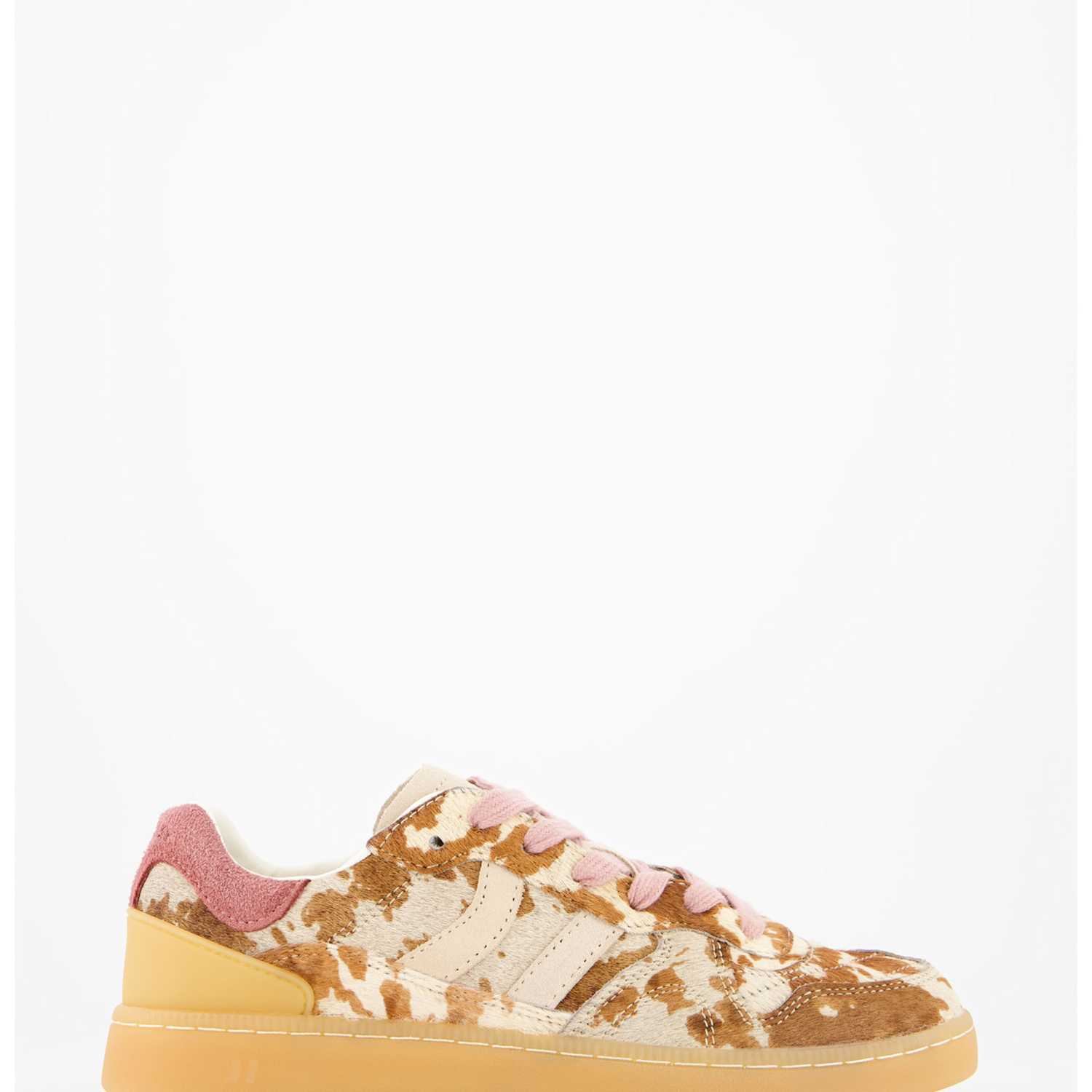 Coolway Women's Goal Suede Cow Print Trainers - 4 - Beige Mix - Available at M&S