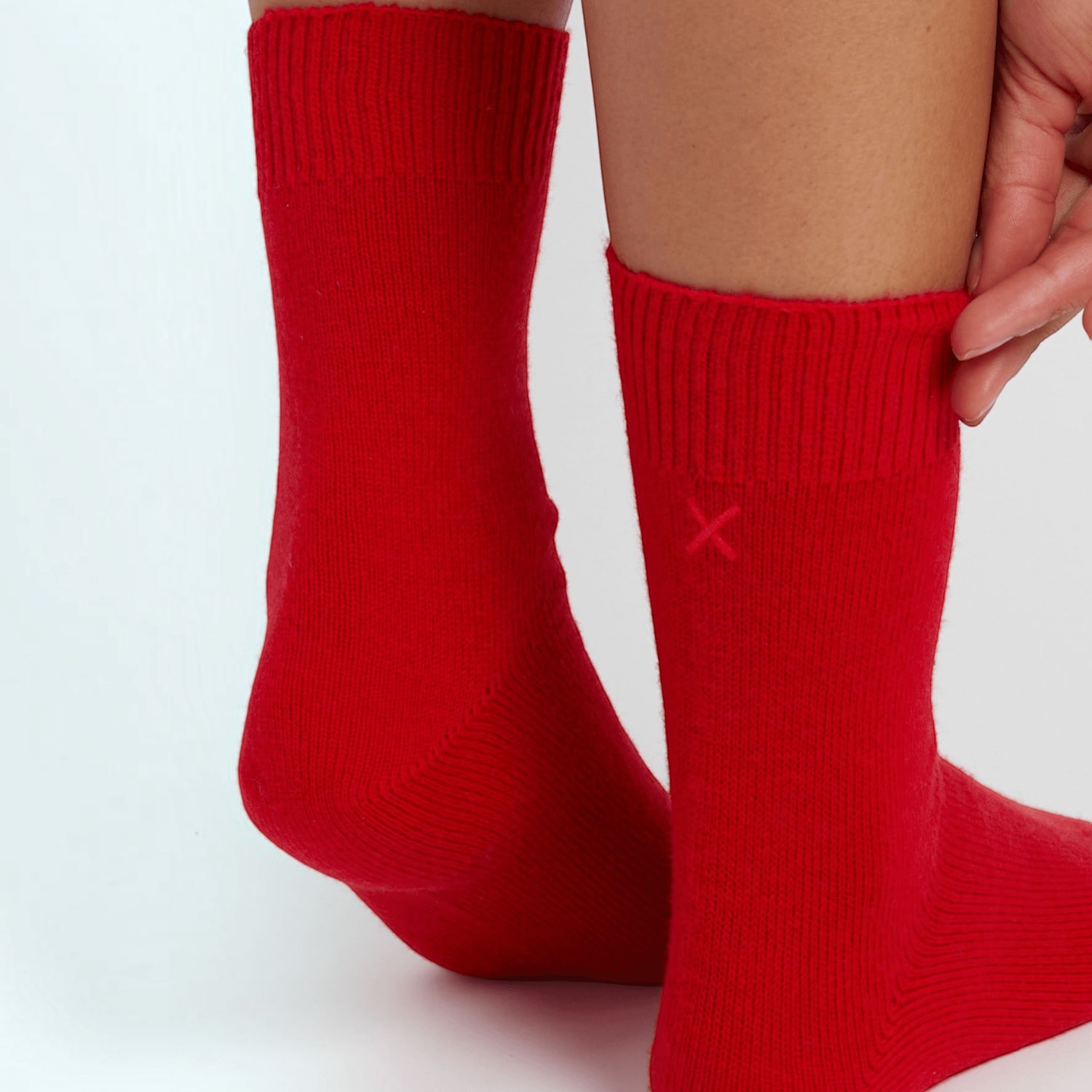 Chinti & Parker Women's Knitted Plain Ankle Socks with Wool - Red - Available at M&S