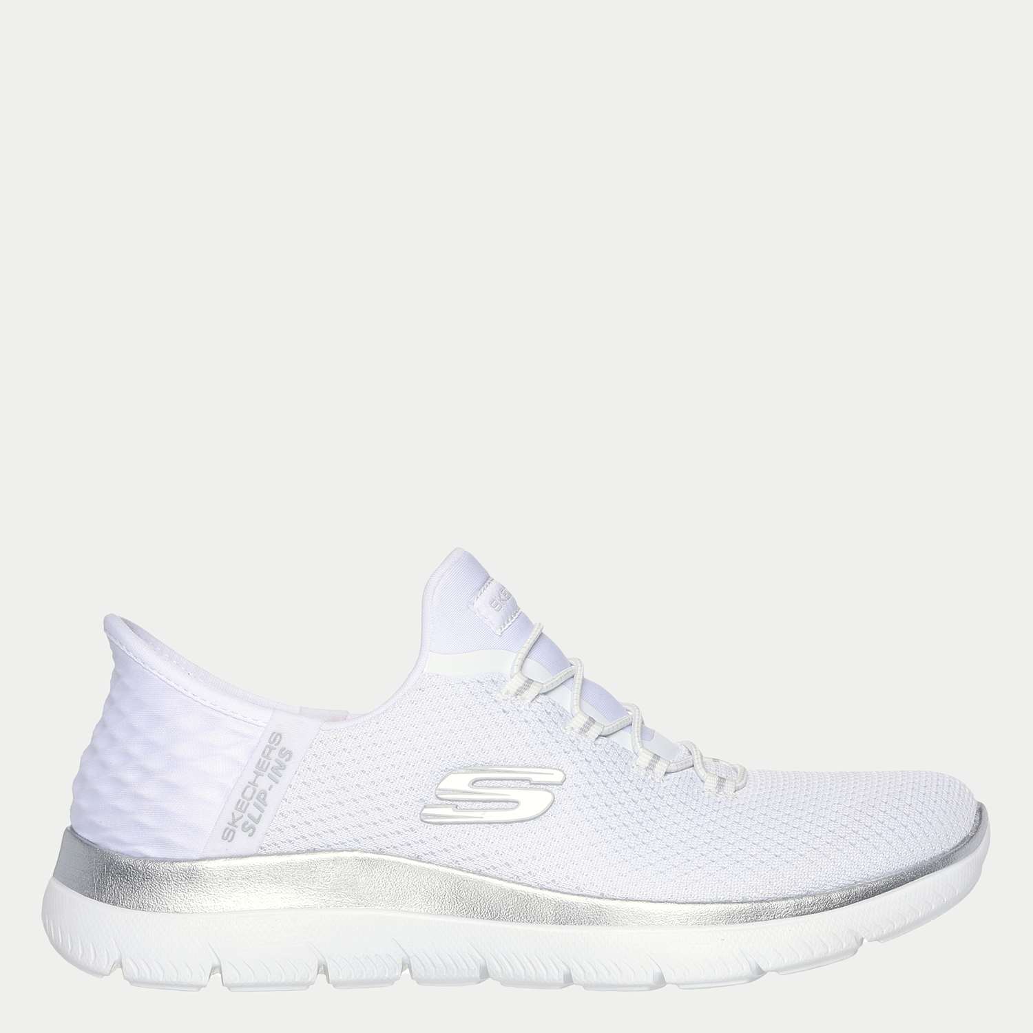 Skechers Women's Wide Fit Summits Diamond Dream Slip In Trainers - 7 - White Mix - Available at M&S