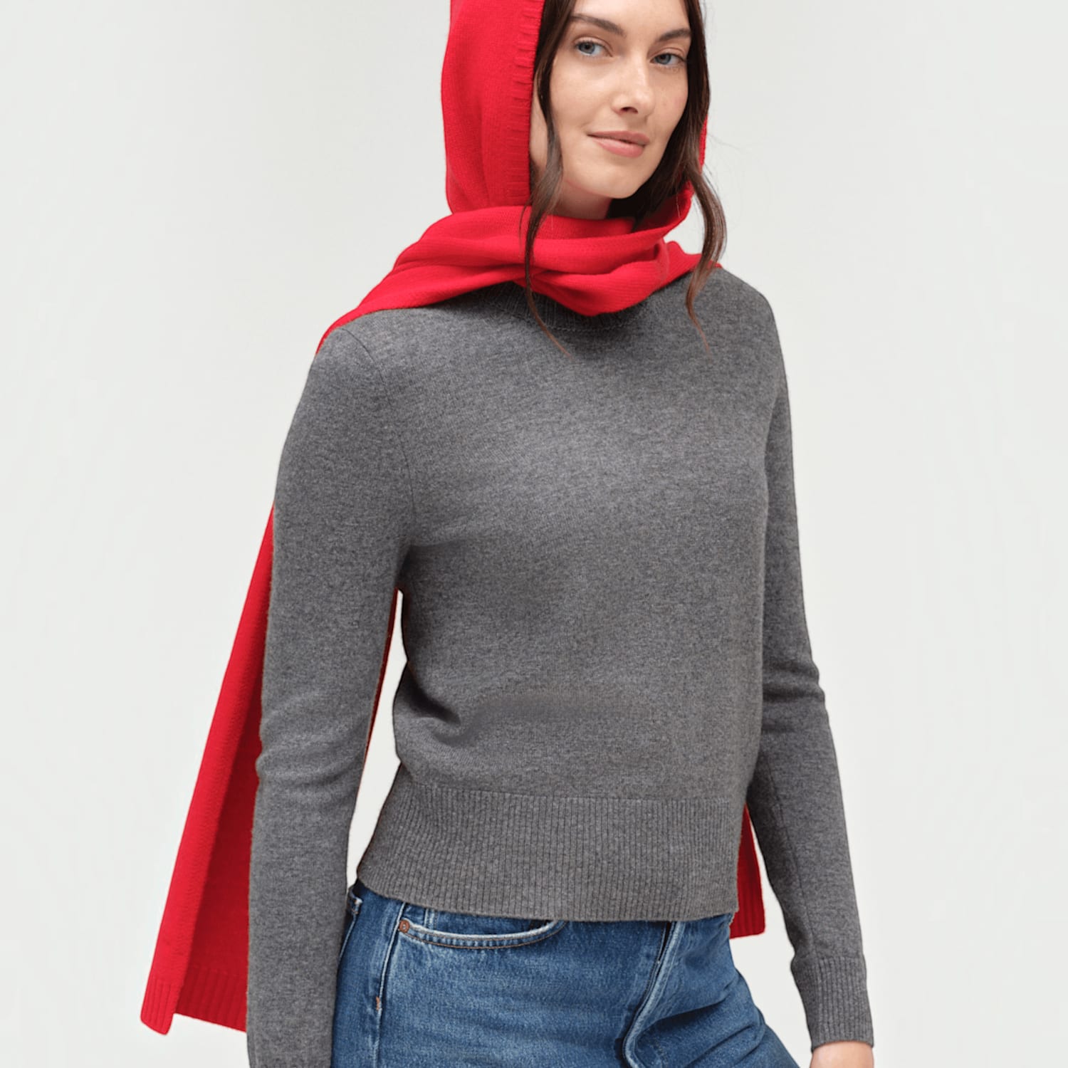 Chinti & Parker Women's Wool Rich Knitted Hooded Scarf - Red - Available at M&S