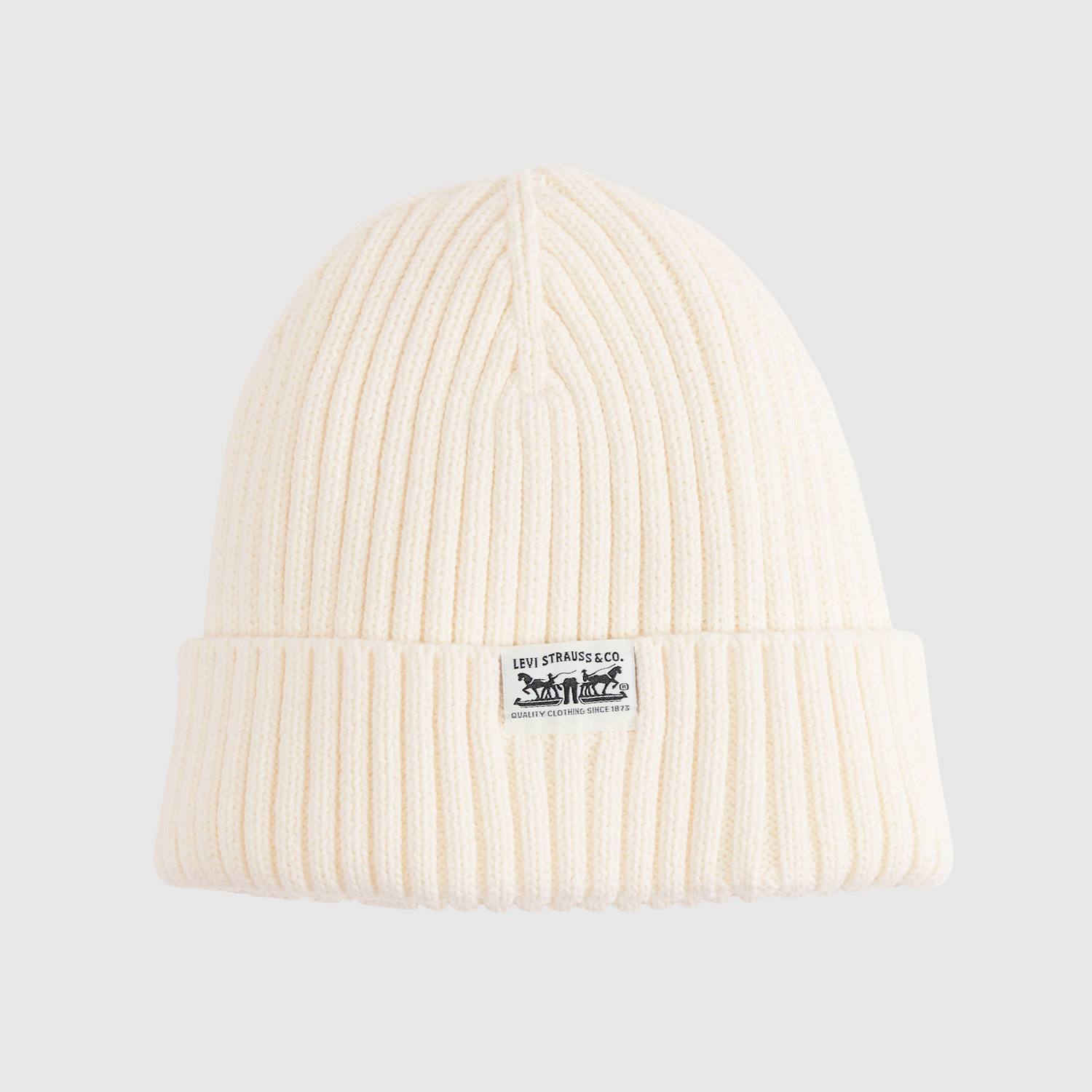 Levi's Women's Pure Cotton Rib Turn Up Beanie - White - Available at M&S