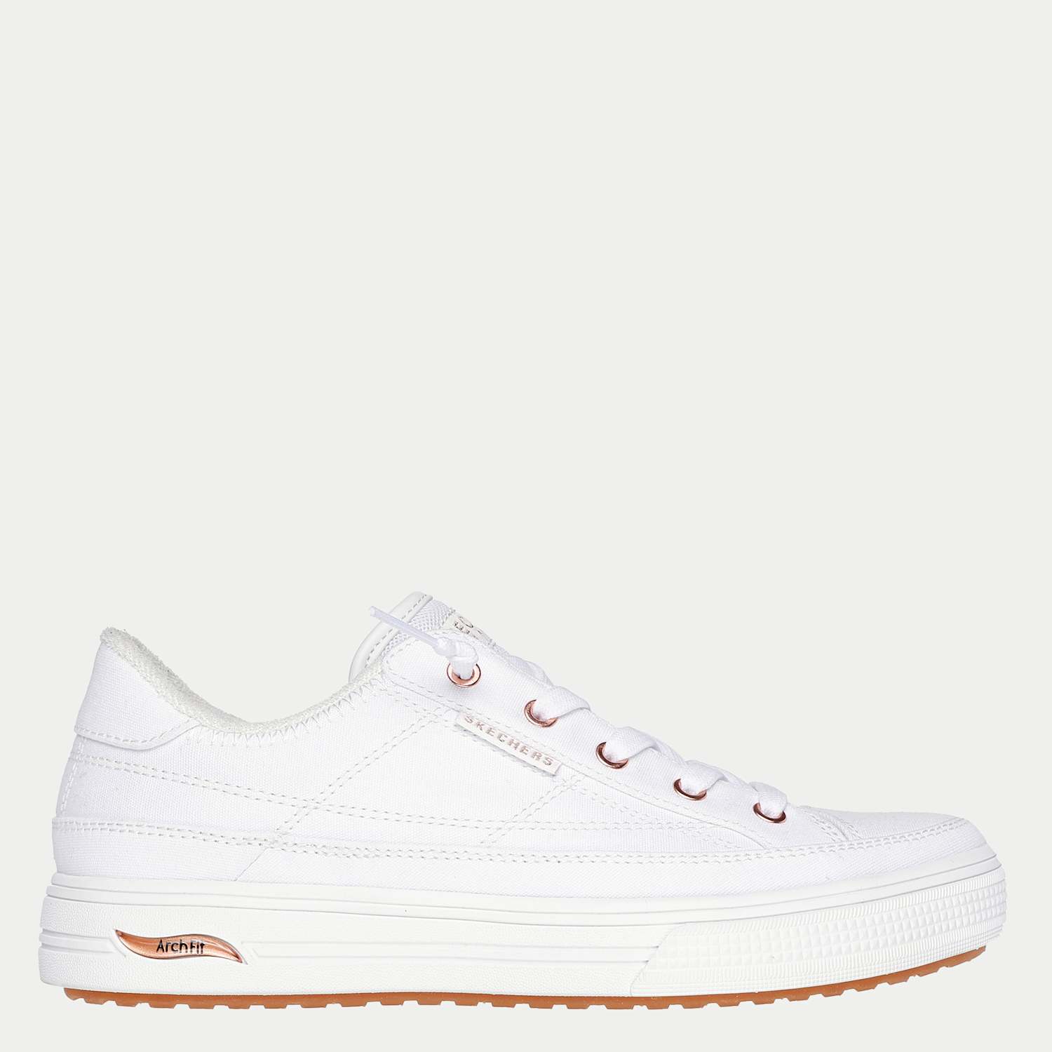 Skechers Women's Wide Fit Arcade Meet Ya There Wide Fit Trainers - 6 - White - Available at M&S