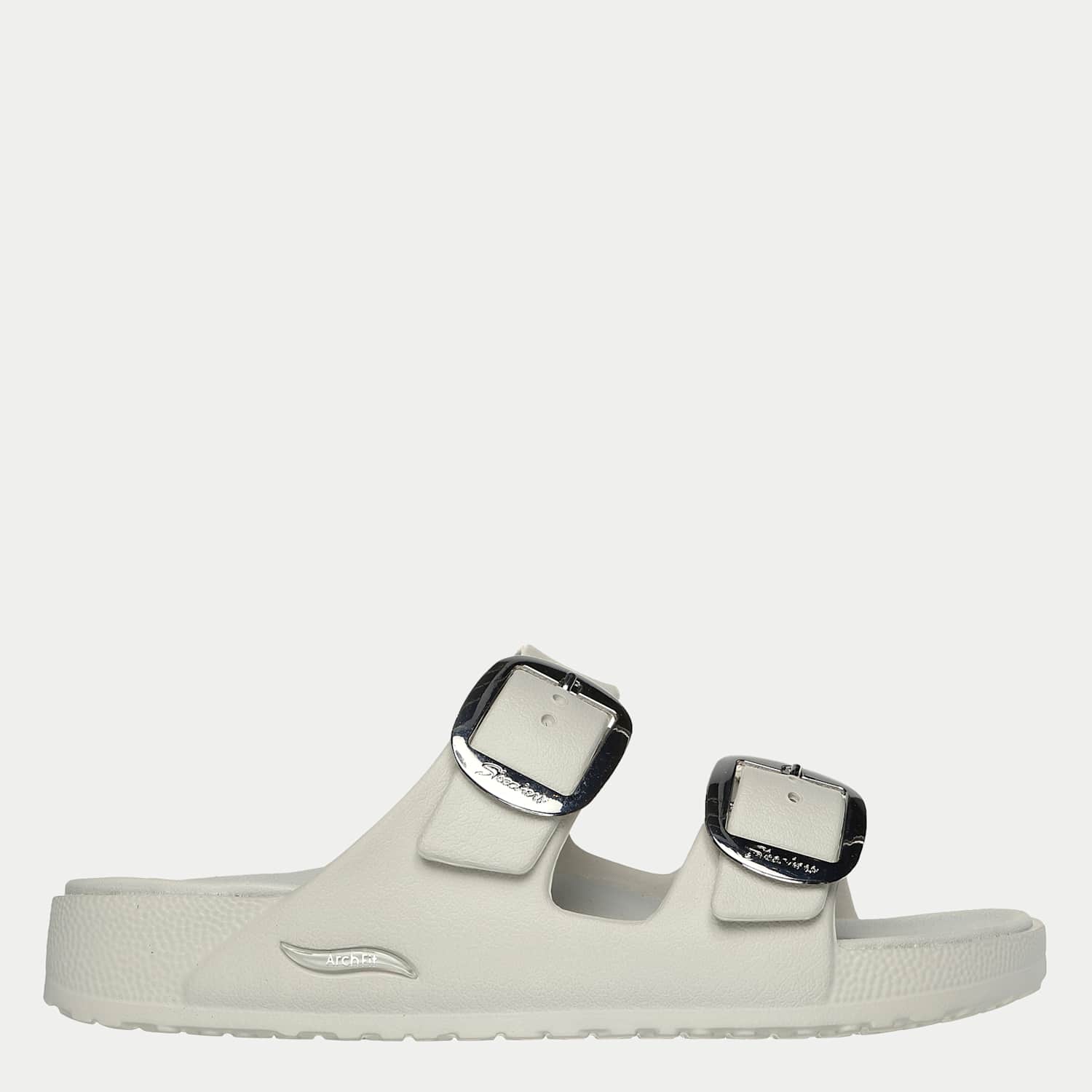 Skechers Women's Metallic Buckle Footbed Sliders - 7 - White - Available at M&S