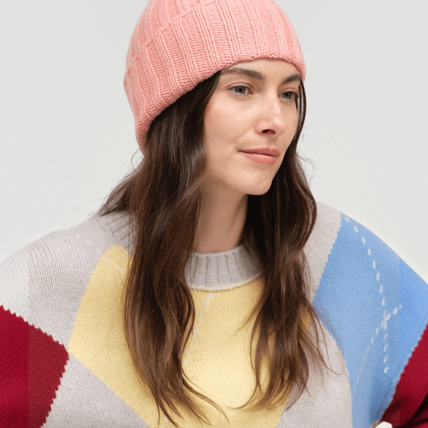 Chinti & Parker Women's Wool Cashmere Ribbed Beanie Hat - Light Pink - Available at M&S