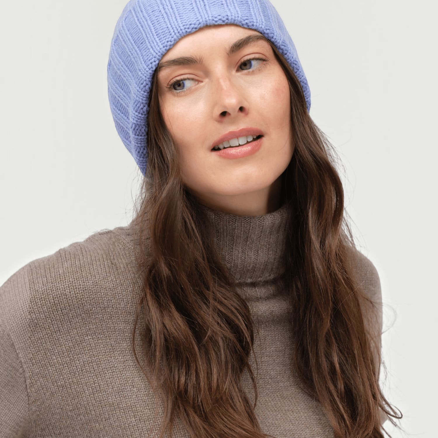 Chinti & Parker Women's Wool Cashmere Ribbed Beanie Hat - Light Blue - Available at M&S