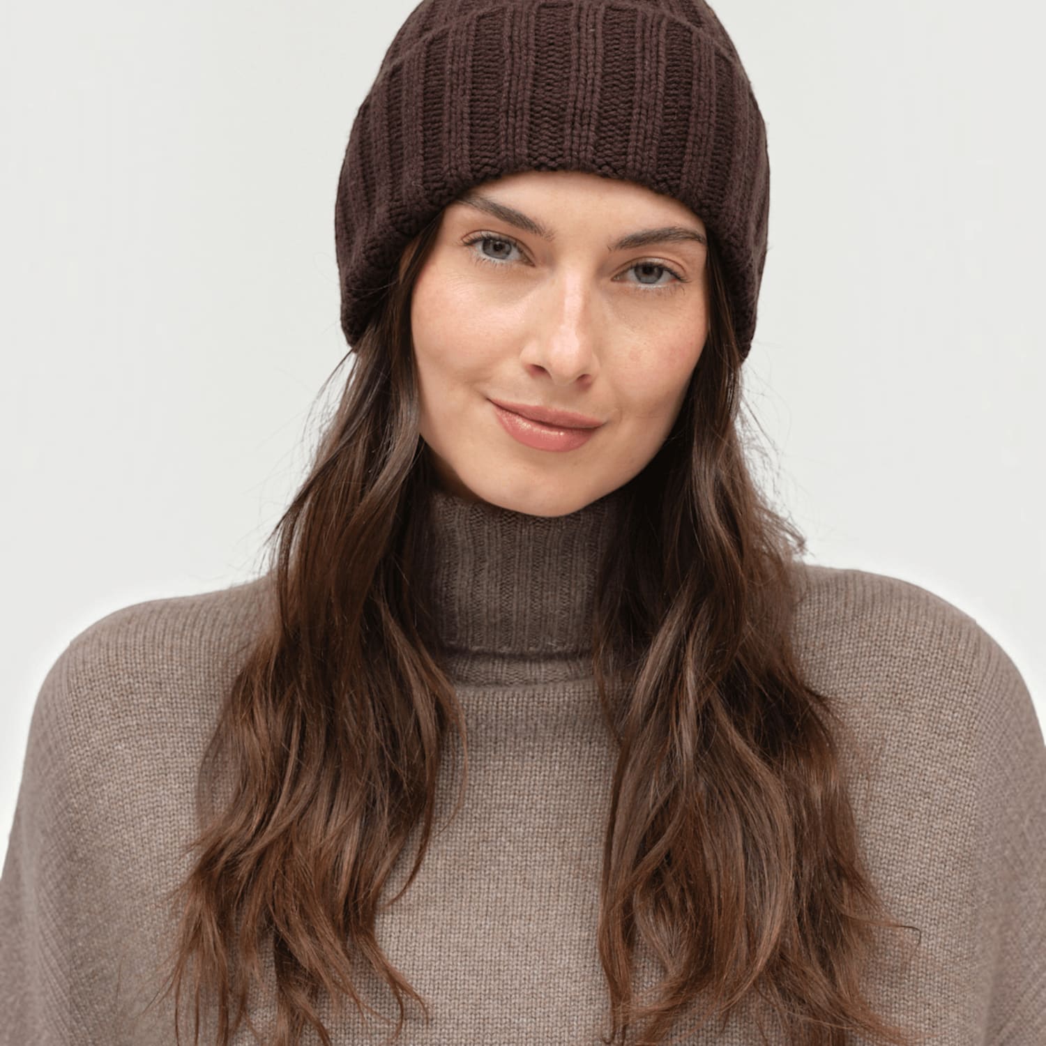 Chinti & Parker Women's Wool Cashmere Ribbed Beanie Hat - Dark Brown - Available at M&S