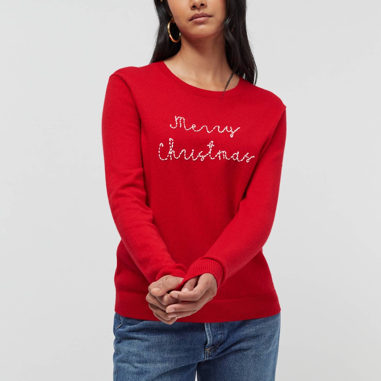 Chinti & Parker Women's Wool Rich Christmas Slogan Jumper with Cashmere - Medium - Red - Available at M&S
