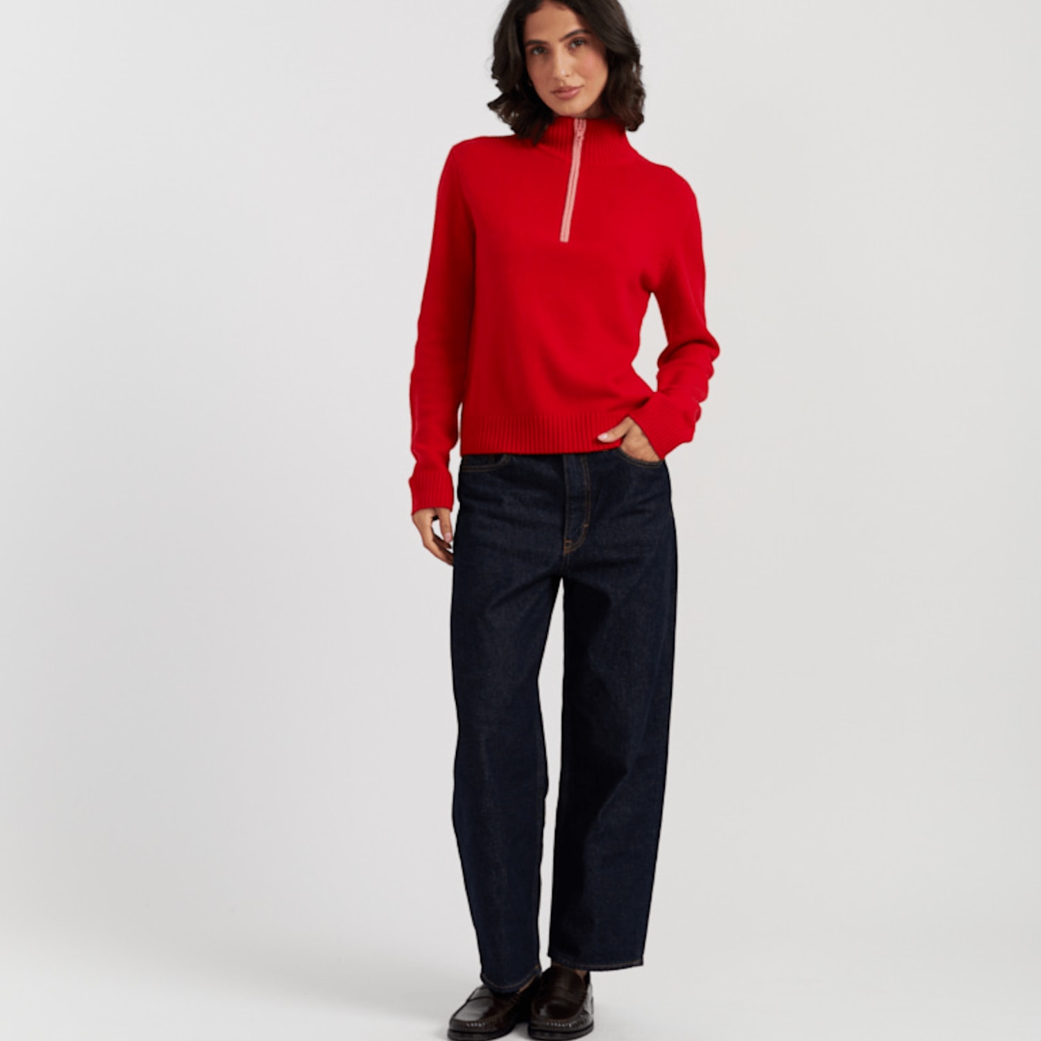 Chinti & Parker Women's Wool Cashmere Roll Neck Zip Jumper - Small - Red - Available at M&S