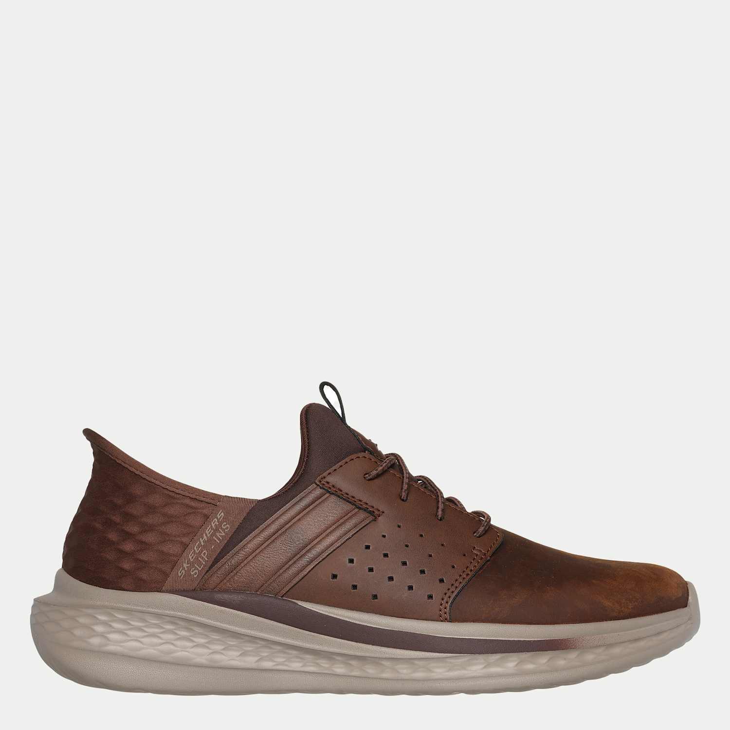 Skechers Men's Slade Zachary Leather Slip-ins Trainers - 10 - Brown Mix - Available at M&S