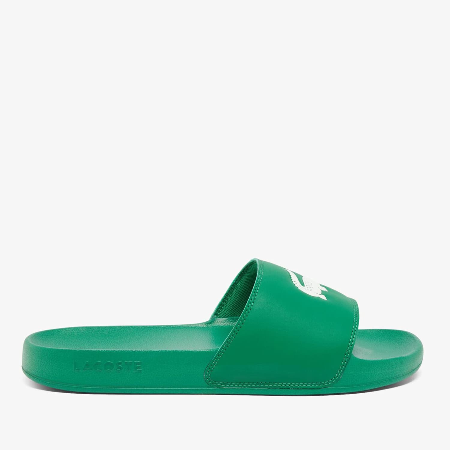 Lacoste Men's Serve Leather Slip On Pool Sliders - 8 - Green Mix - Available at M&S