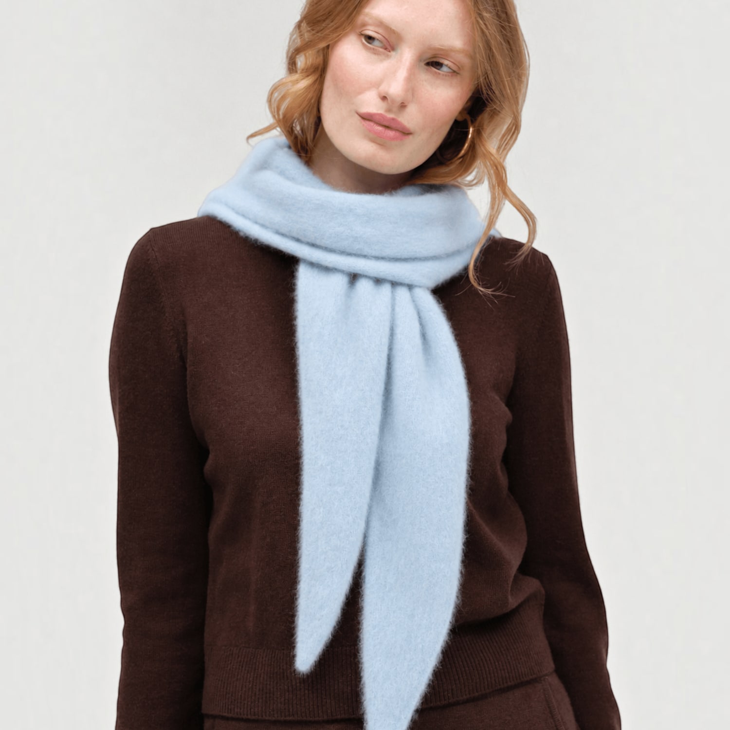 Chinti & Parker Women's Lightweight Merino Wool Triangle Scarf - Light Blue - Available at M&S