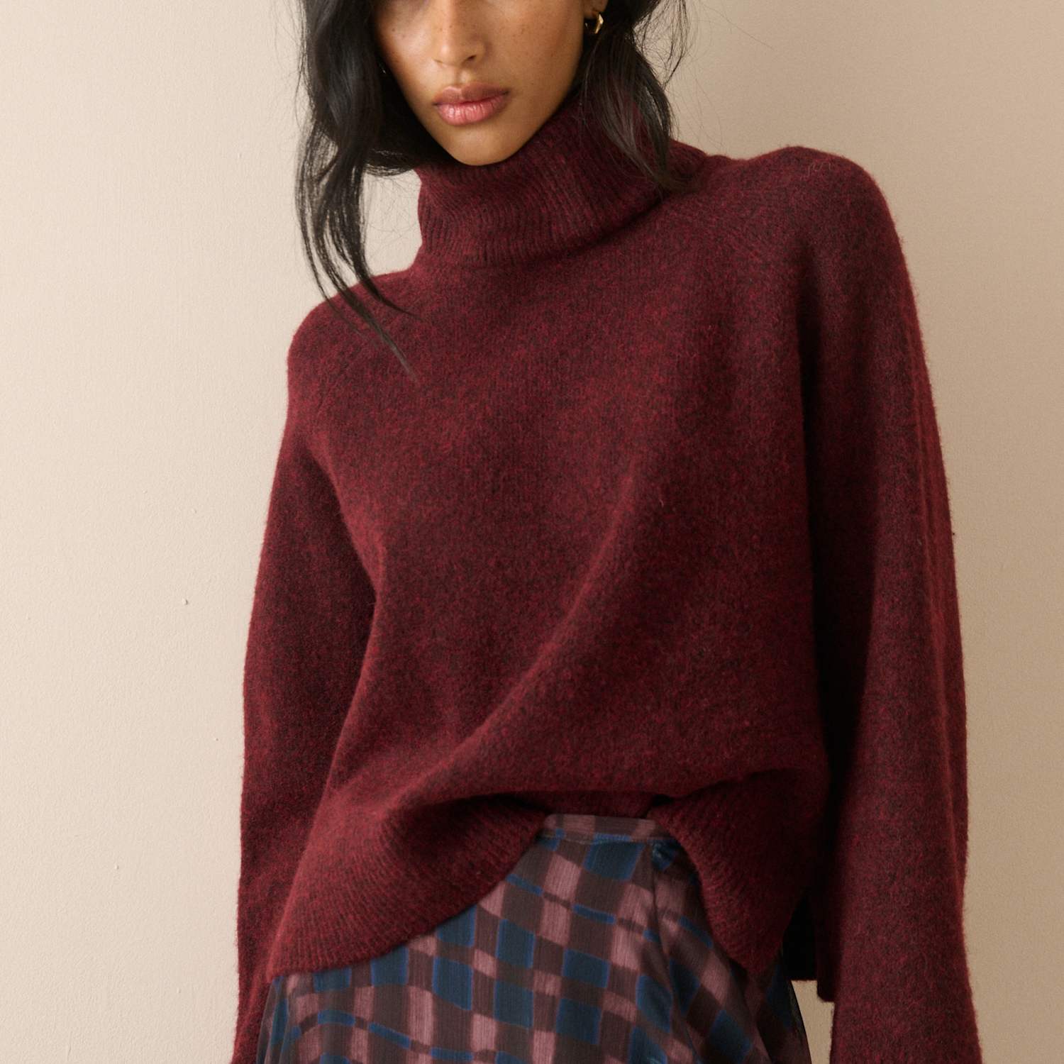 Nobody's Child Women's Roll Neck Relaxed Jumper with Wool - Extra Large - Burgundy - Available at M&S