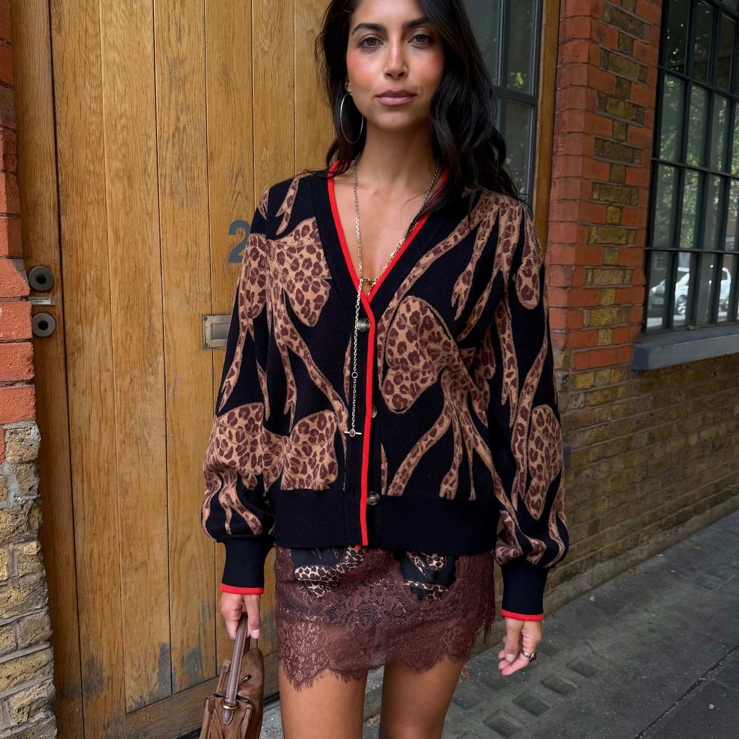 Never Fully Dressed Women's Animal Print V Neck Relaxed Cardigan - Small - Black Mix - Available at M&S