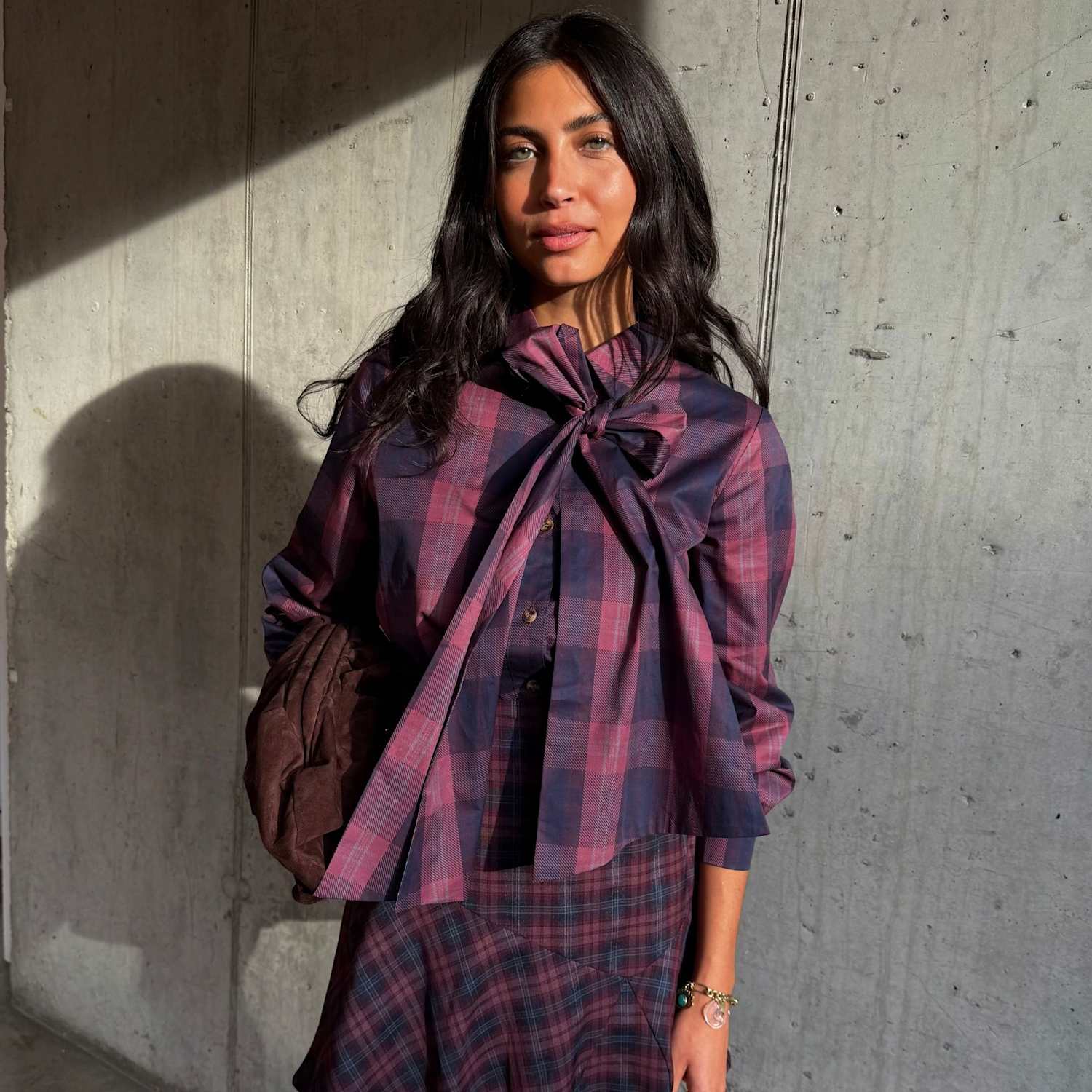 Never Fully Dressed Women's Checked Tie Neck Blouse - 20 - Multi - Available at M&S