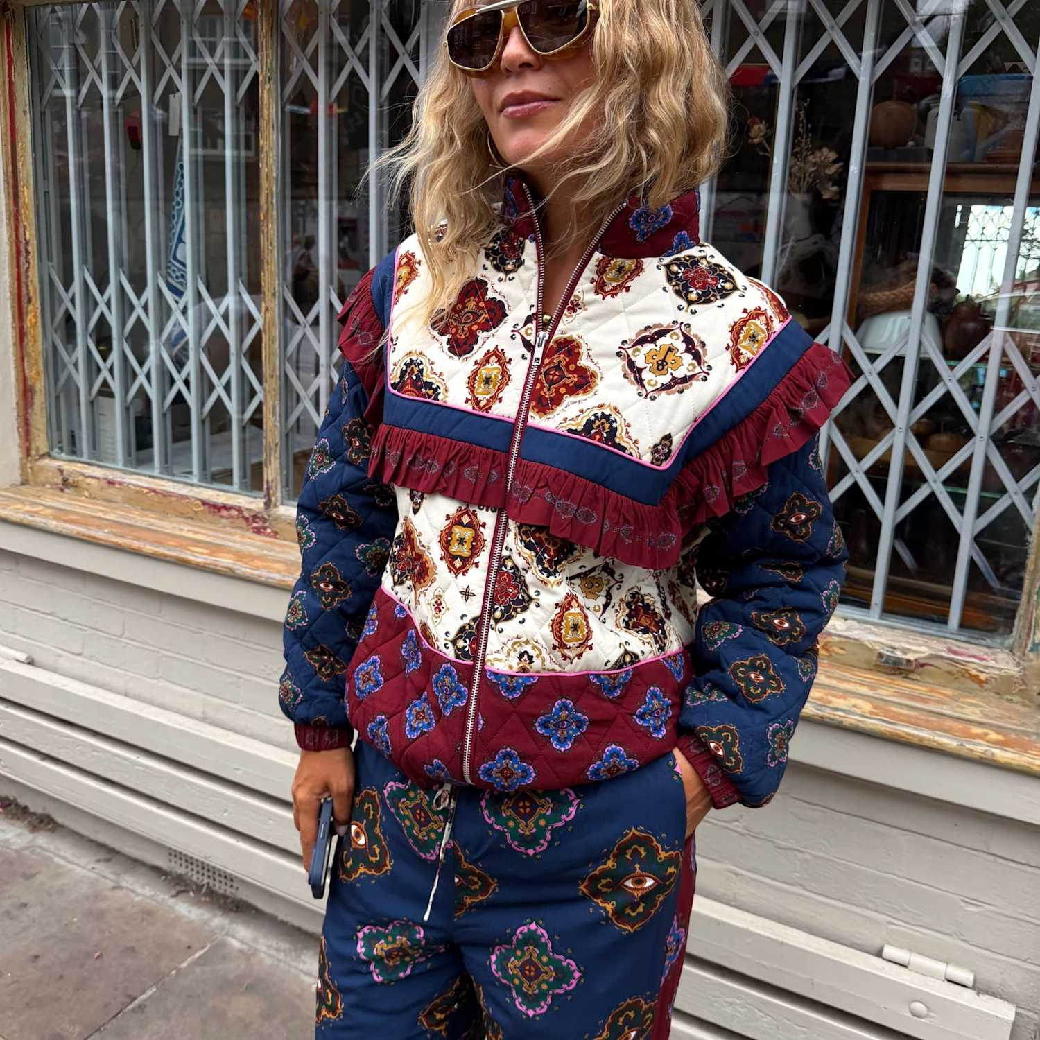 Never Fully Dressed Women's Printed Quilted High Neck Jacket - Extra Small - Multi - Available at M&S