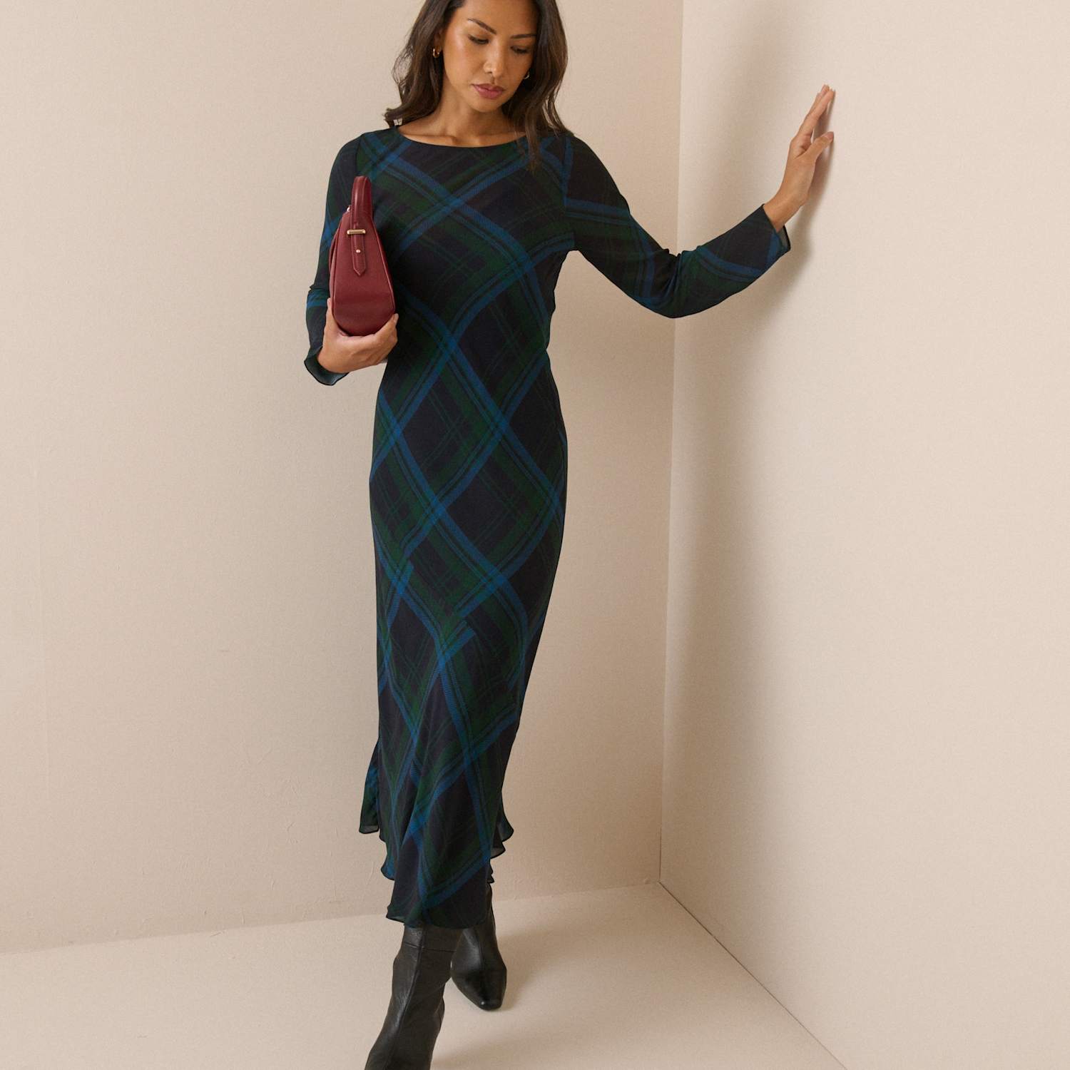 Nobody's Child Women's Kelly Checked Midi Dress - 14 - Black - Available at M&S