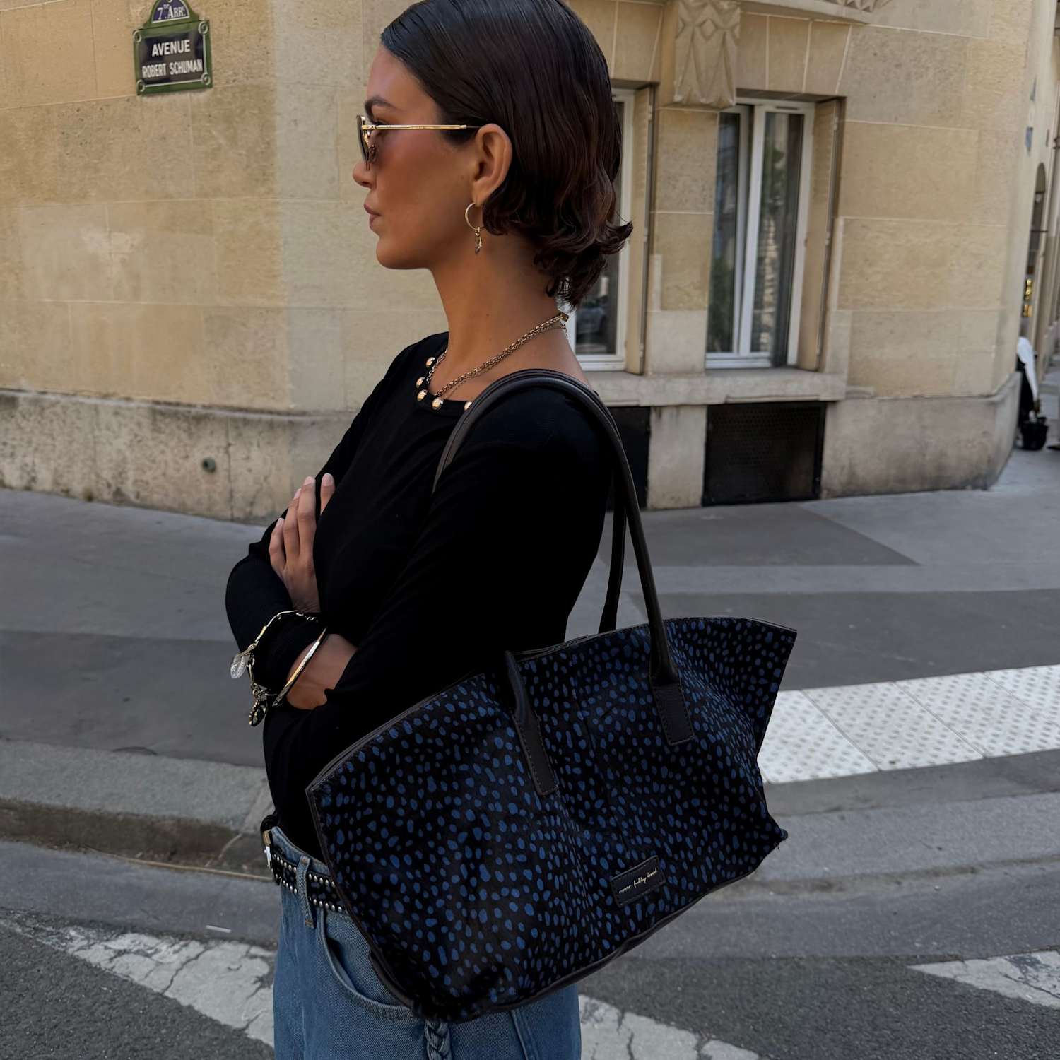 Never Fully Dressed Women's Printed Shoulder Bag - Blue Mix - Available at M&S
