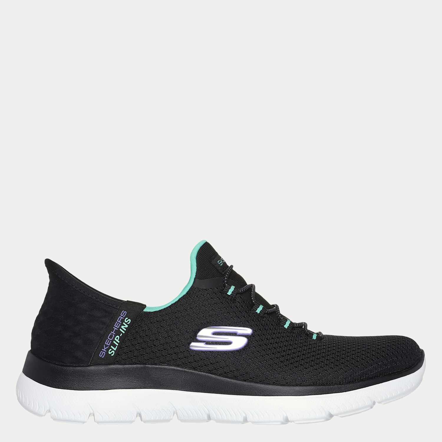 Skechers Women's Wide Fit Slip On Trainers - 5 - Black Mix - Available at M&S
