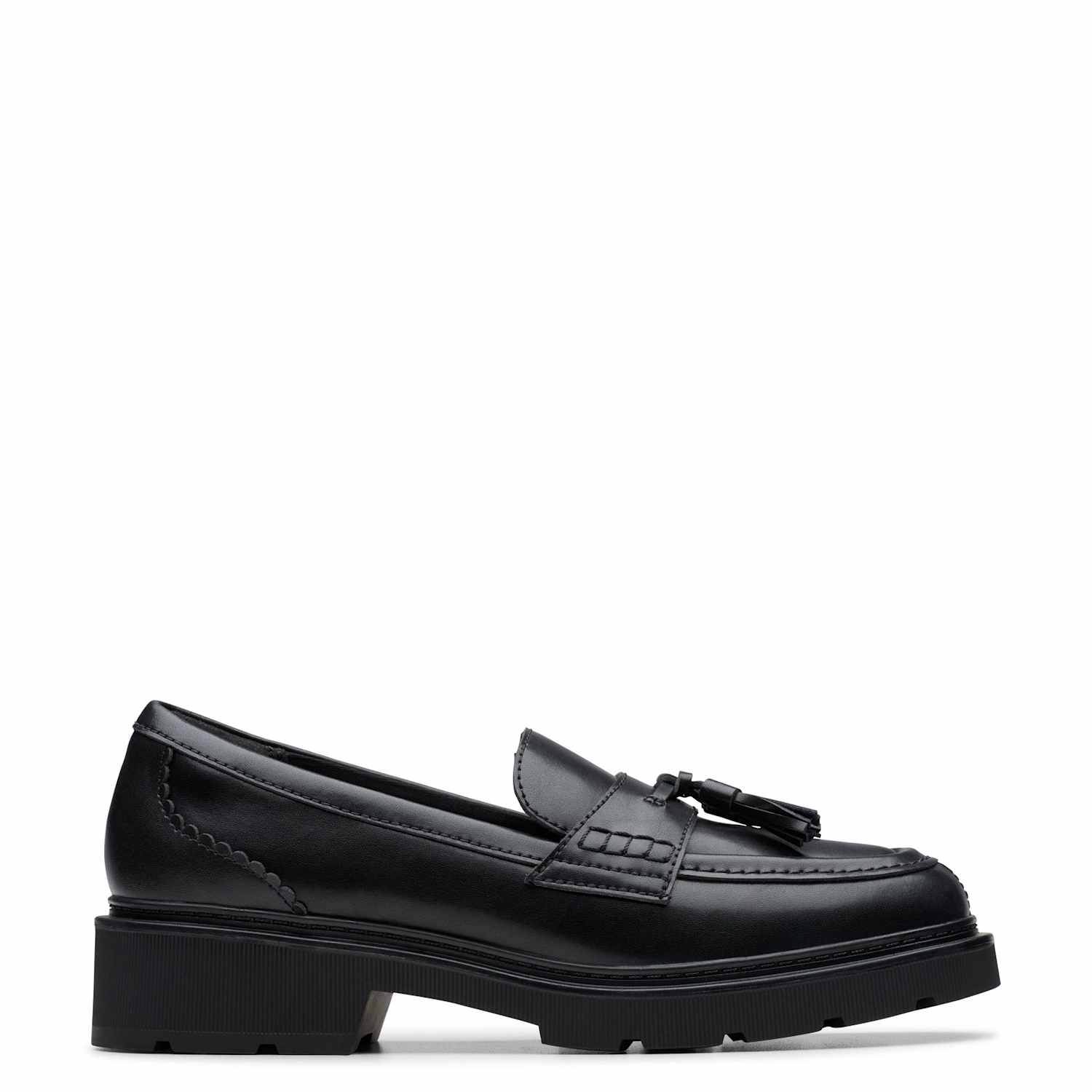 Clarks Women's Leather Tassel Block Heel Loafers - 6 - Black - Available at M&S