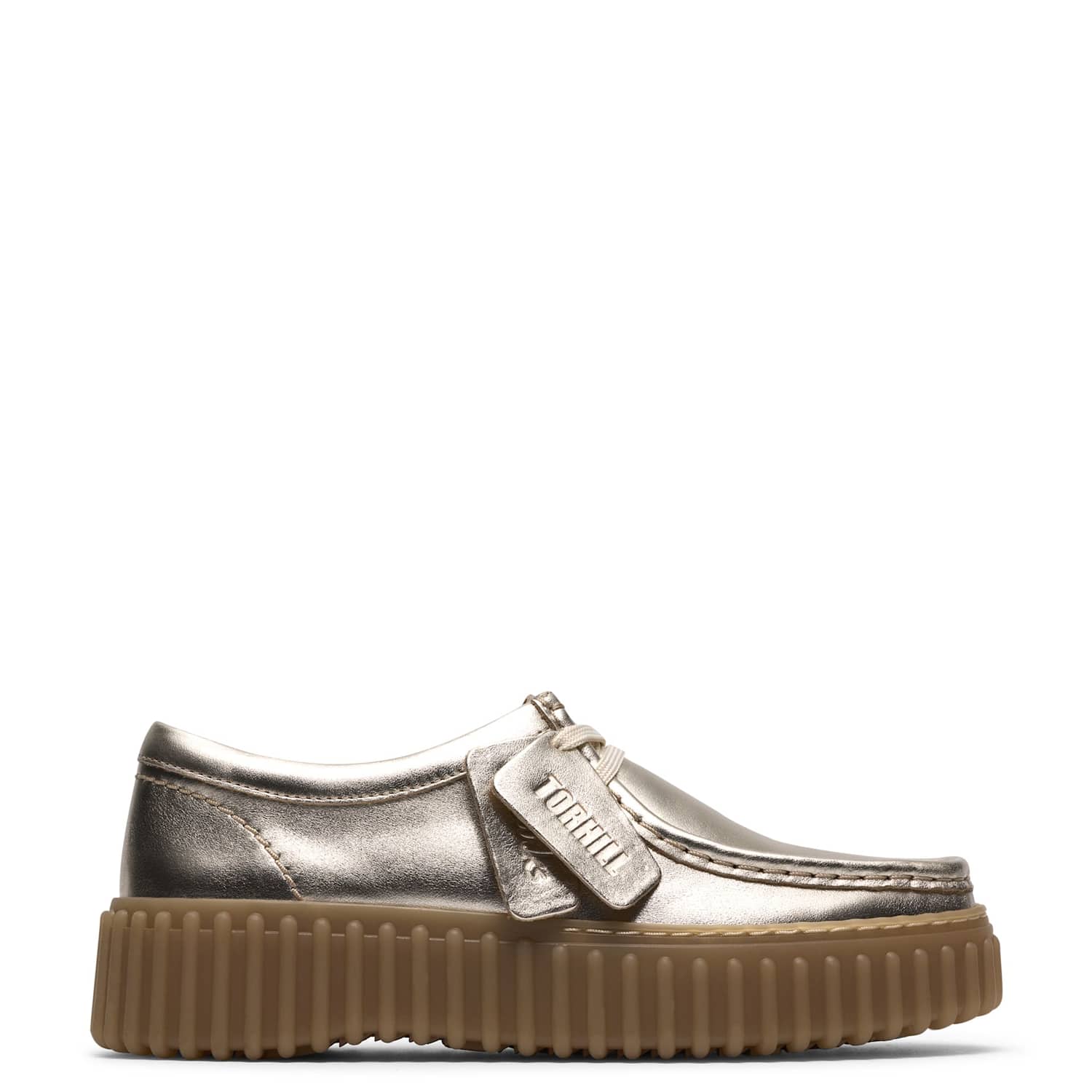 Clarks Women's Leather Metallic Lace Up Platform Shoes - 5½ - Gold - Available at M&S