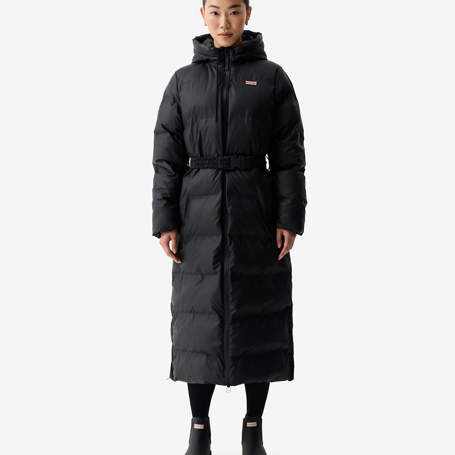 Hunter Women's Hutchinson Longline Puffer Jacket - Large - Black - Available at M&S