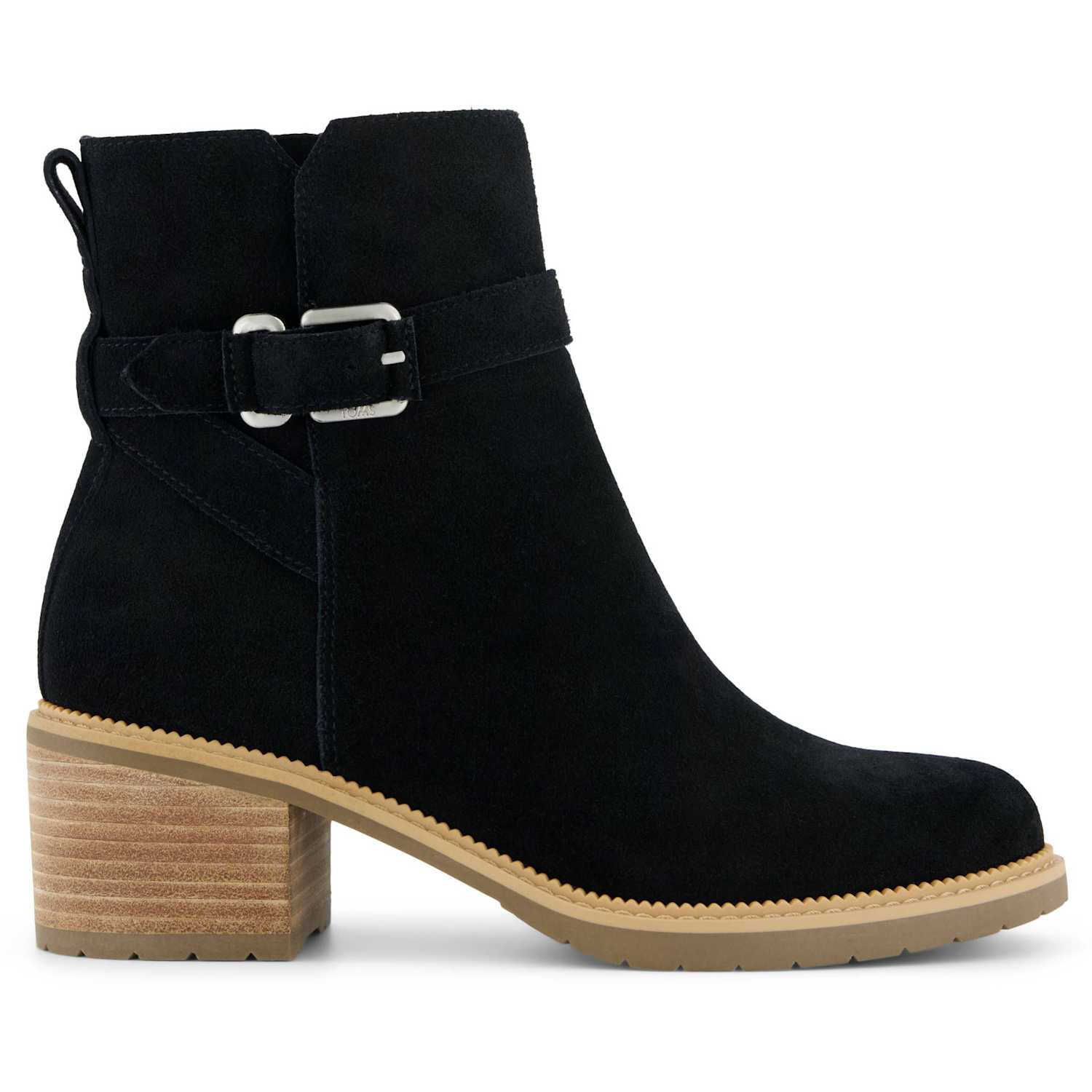 Toms Women's Leather Buckle Block Heel Ankle Boots - 7 - Black - Available at M&S