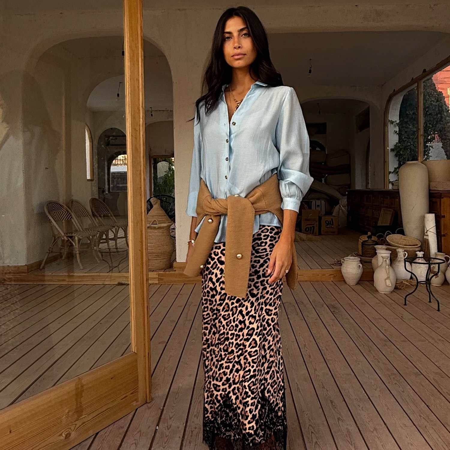 Never Fully Dressed Women's Animal Print Lace Detail Maxi Slip Skirt - 20 - Brown Mix - Available at M&S