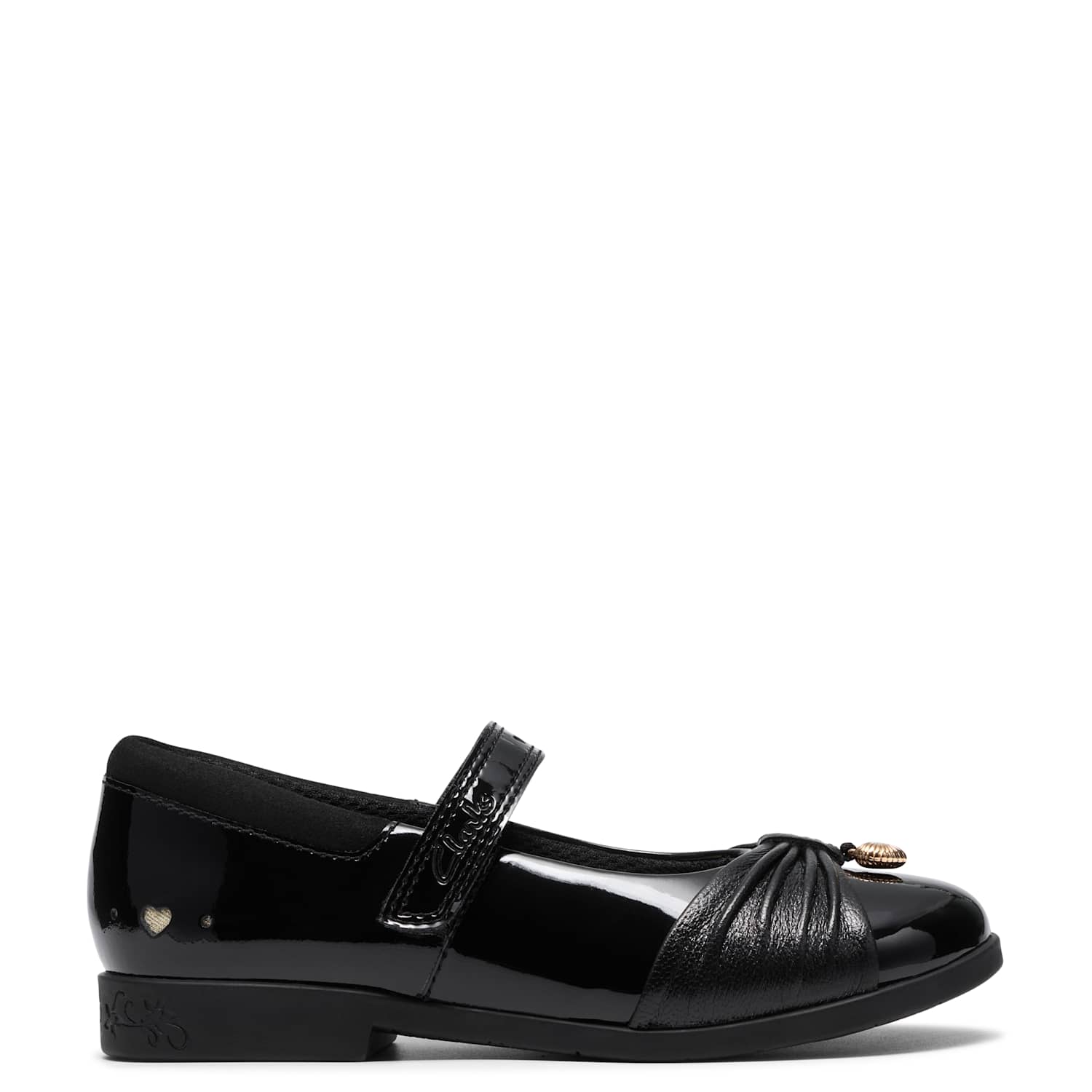 Clarks Girls Leather Riptape Mary Jane School Shoes (13 ½ Small - 2½ Large) - 12½ - Black - Available at M&S