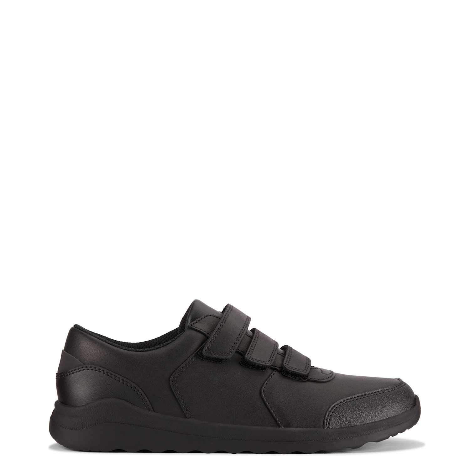 Clarks Boys Leather Riptape School Shoes (3 Large - 8 Large) - 4½ - Black - Available at M&S