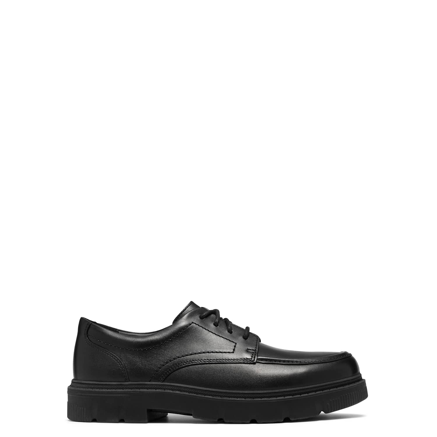 Clarks Boys Leather Lace-Up Derby Shoes (3-7 Large) - 4 - Black - Available at M&S