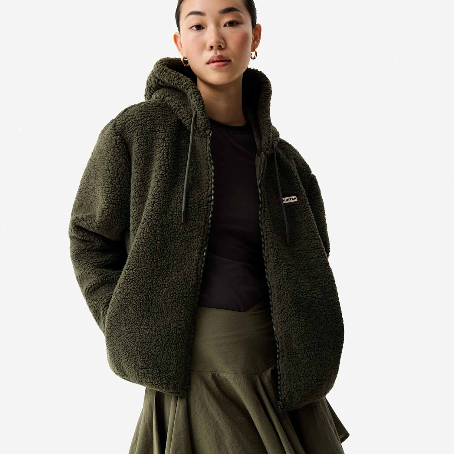 Hunter Women's Bonelle Borg Fleece Jacket - Medium - Green - Available at M&S