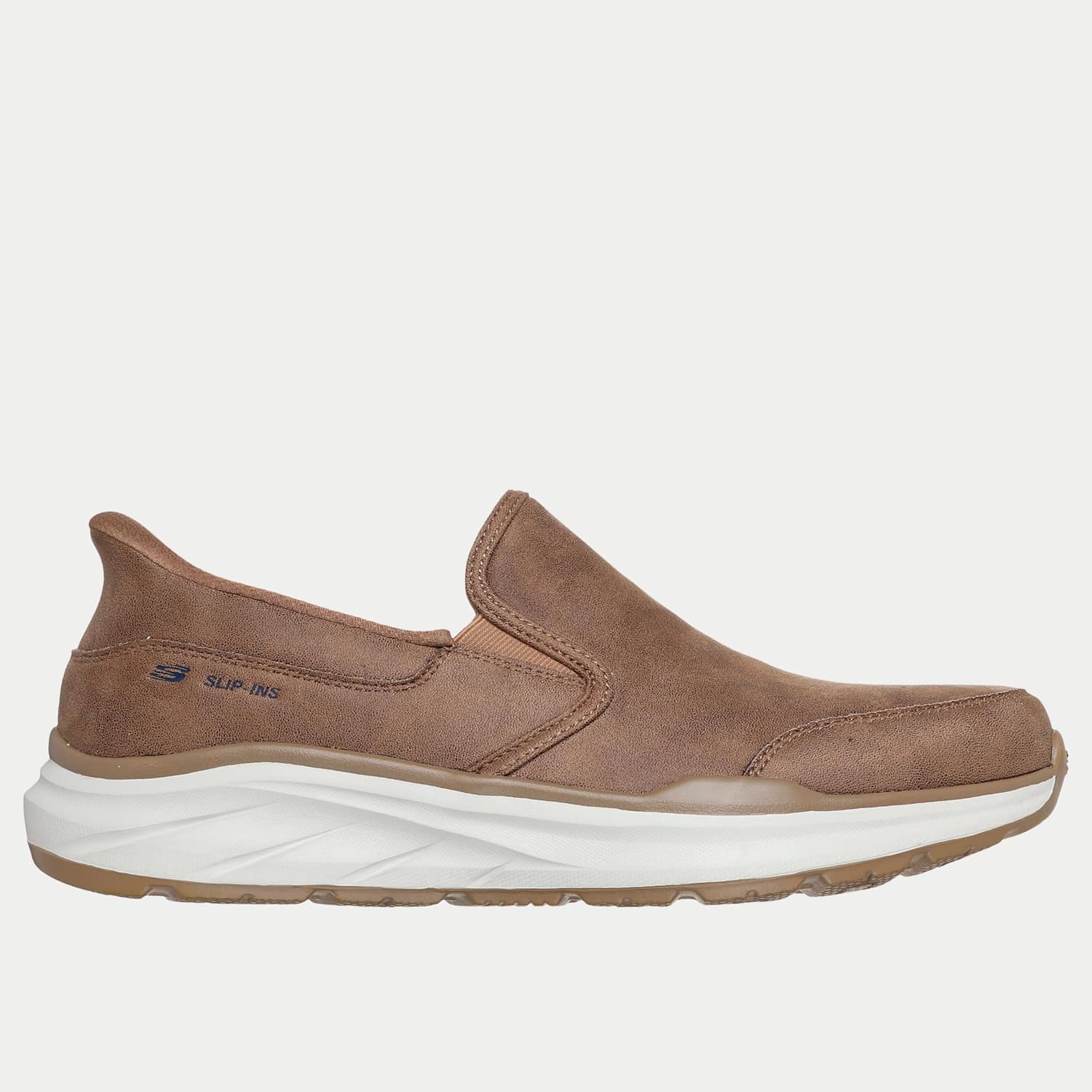Skechers Men's Faux Leather Equalizer Slip On Trainers - 9 - Brown Mix - Available at M&S