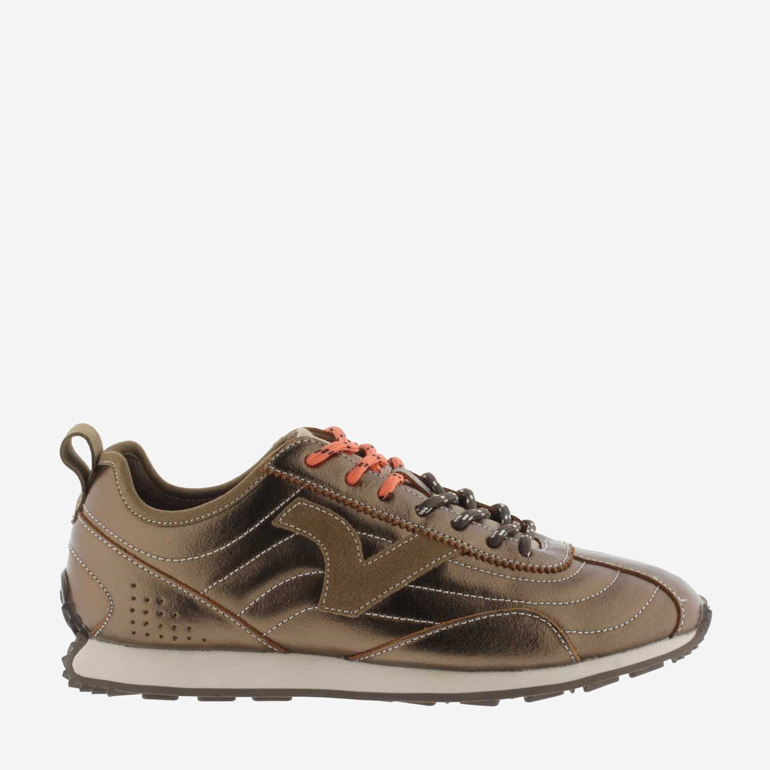 Victoria Women's Leather Lace Up Metallic Trainers - 8 - Brown - Available at M&S