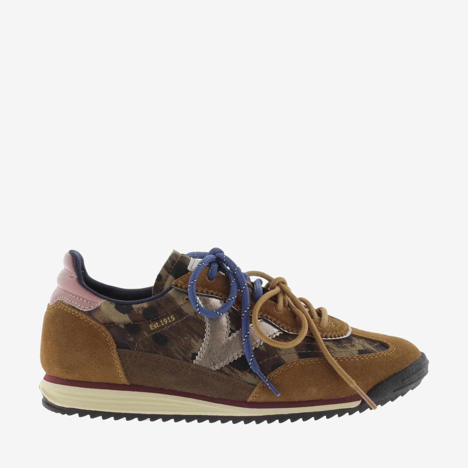 Victoria Women's Lace Up Animal Print Trainers - 4 - Camel - Available at M&S