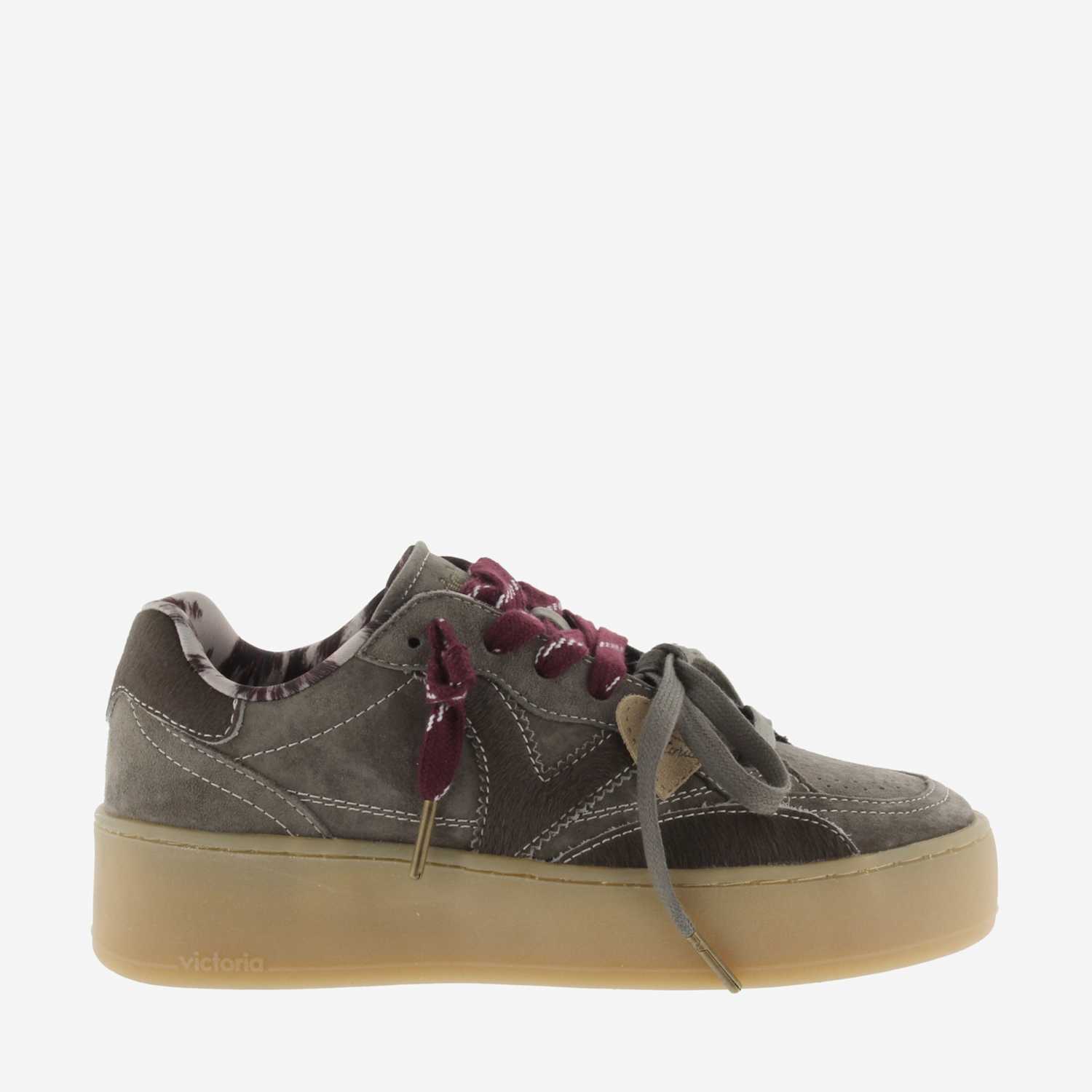 Victoria Women's Suede Lace Up Platform Trainers - 5 - Khaki - Available at M&S