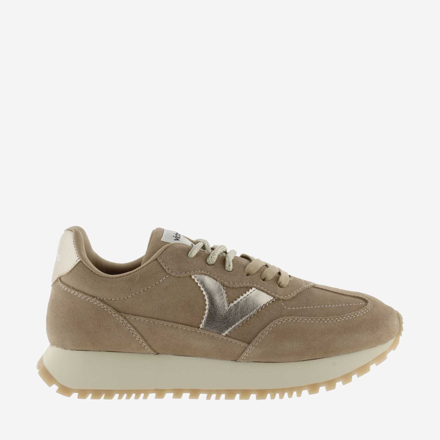 Victoria Women's Viento Suede Lace Up Trainers - 8 - Beige - Available at M&S