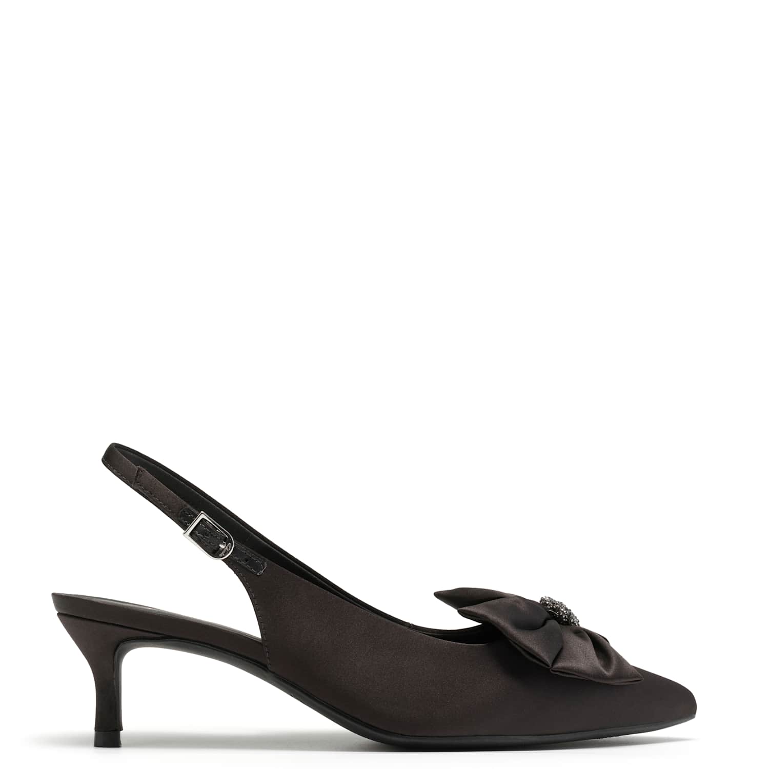 Clarks Women's Bow Kitten Heel Pointed Slingback Shoes - 6 - Black - Available at M&S