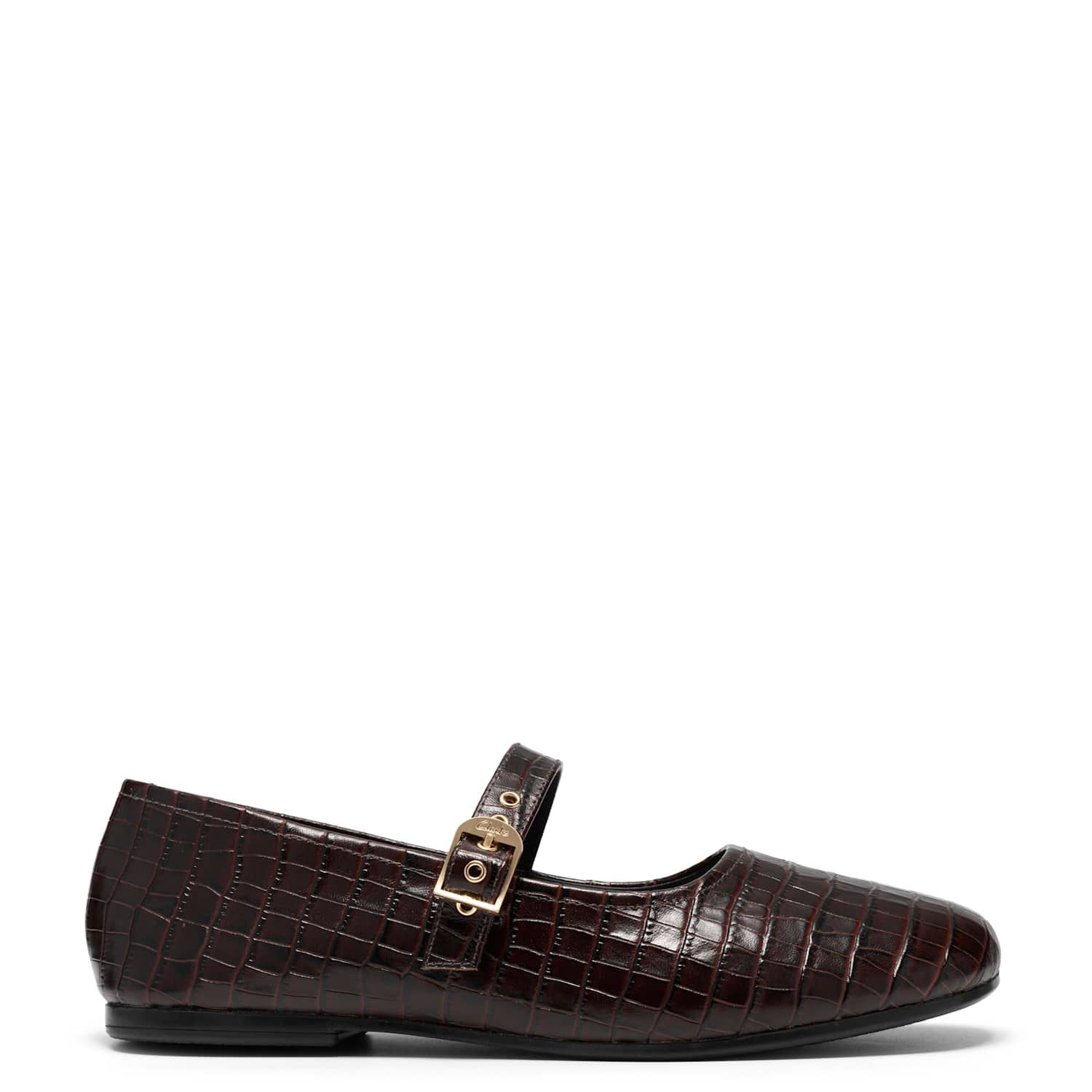 Clarks Women's Livia Jane Leather Croc Mary Jane Ballet Pumps - 4½ - Dark Brown - Available at M&S