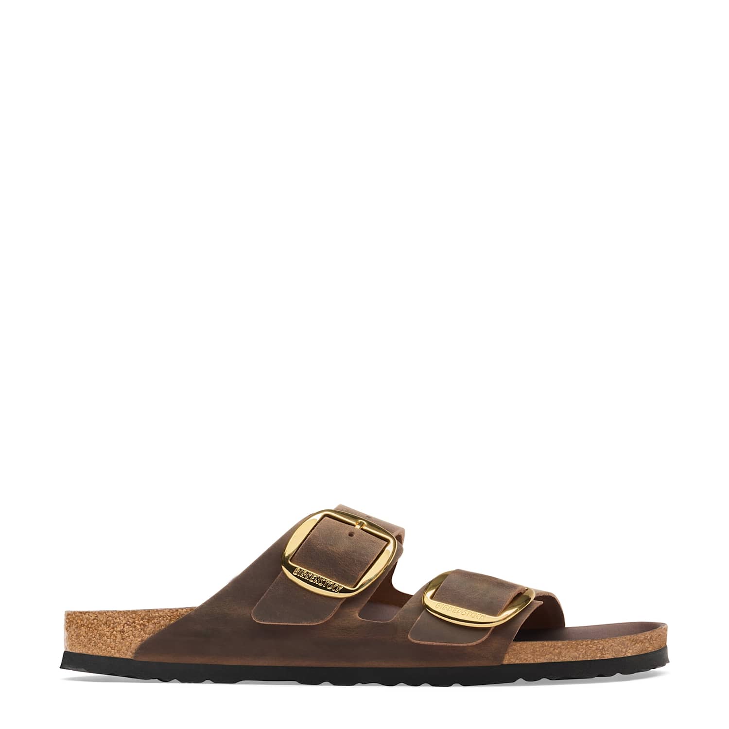 Birkenstock Women's Arizona Big Buckle Oiled Leather Sliders - 5½ - Dark Brown - Available at M&S