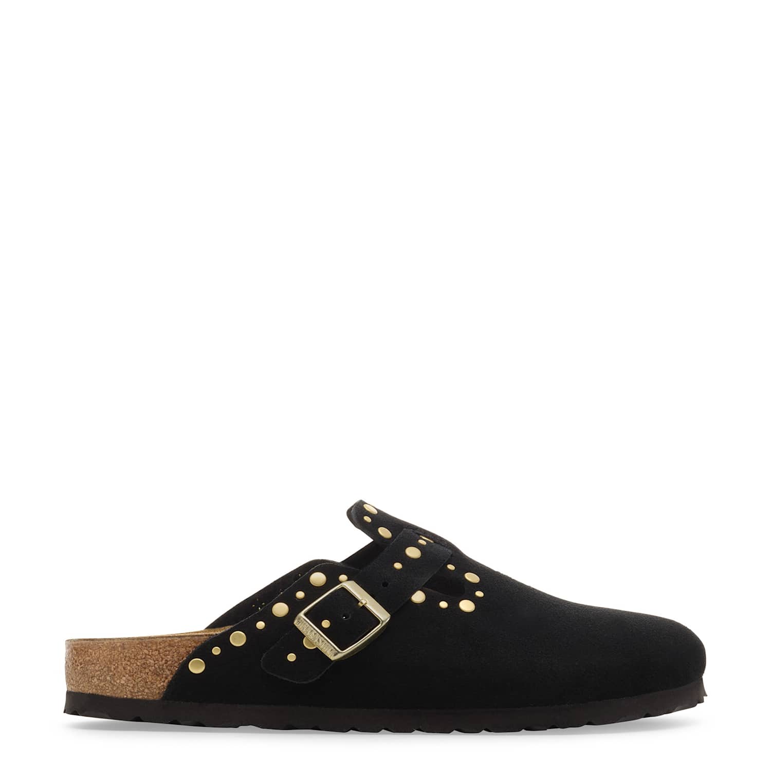 Birkenstock Women's Boston Suede Rivet Footbed Clog Mules - 7 - Black - Available at M&S