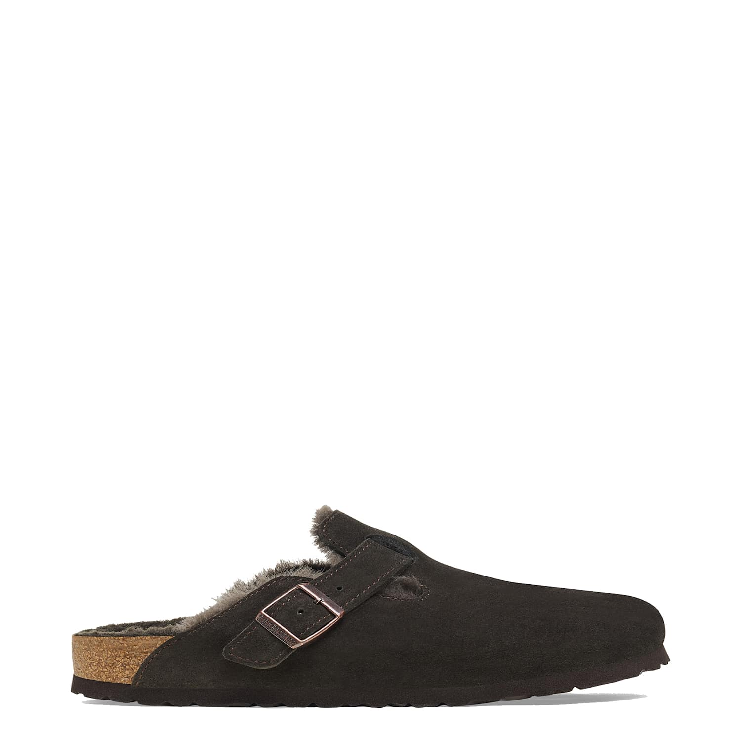 Birkenstock Women's Boston Suede Shearling Buckle Slippers - 5½ - Dark Brown - Available at M&S