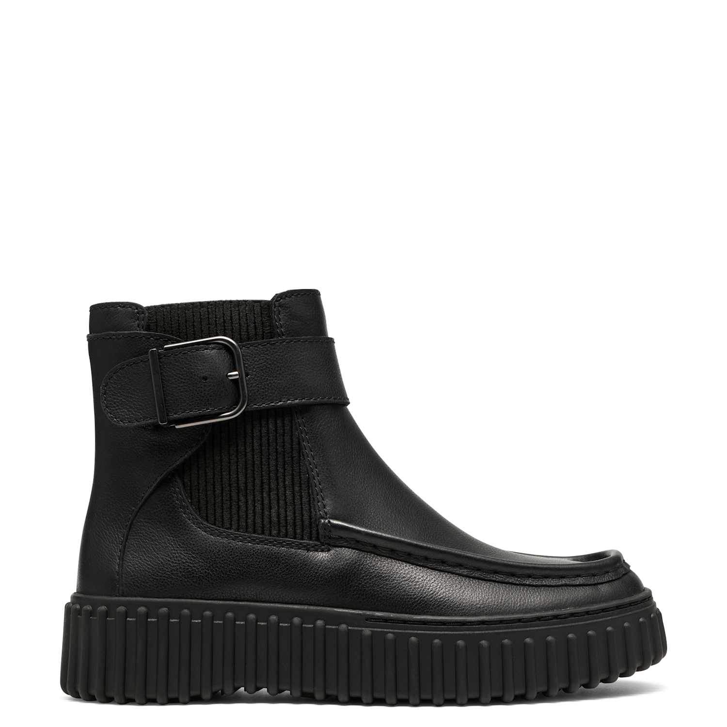 Clarks Women's Leather Buckle Flatform Ankle Boots - 4 - Black - Available at M&S