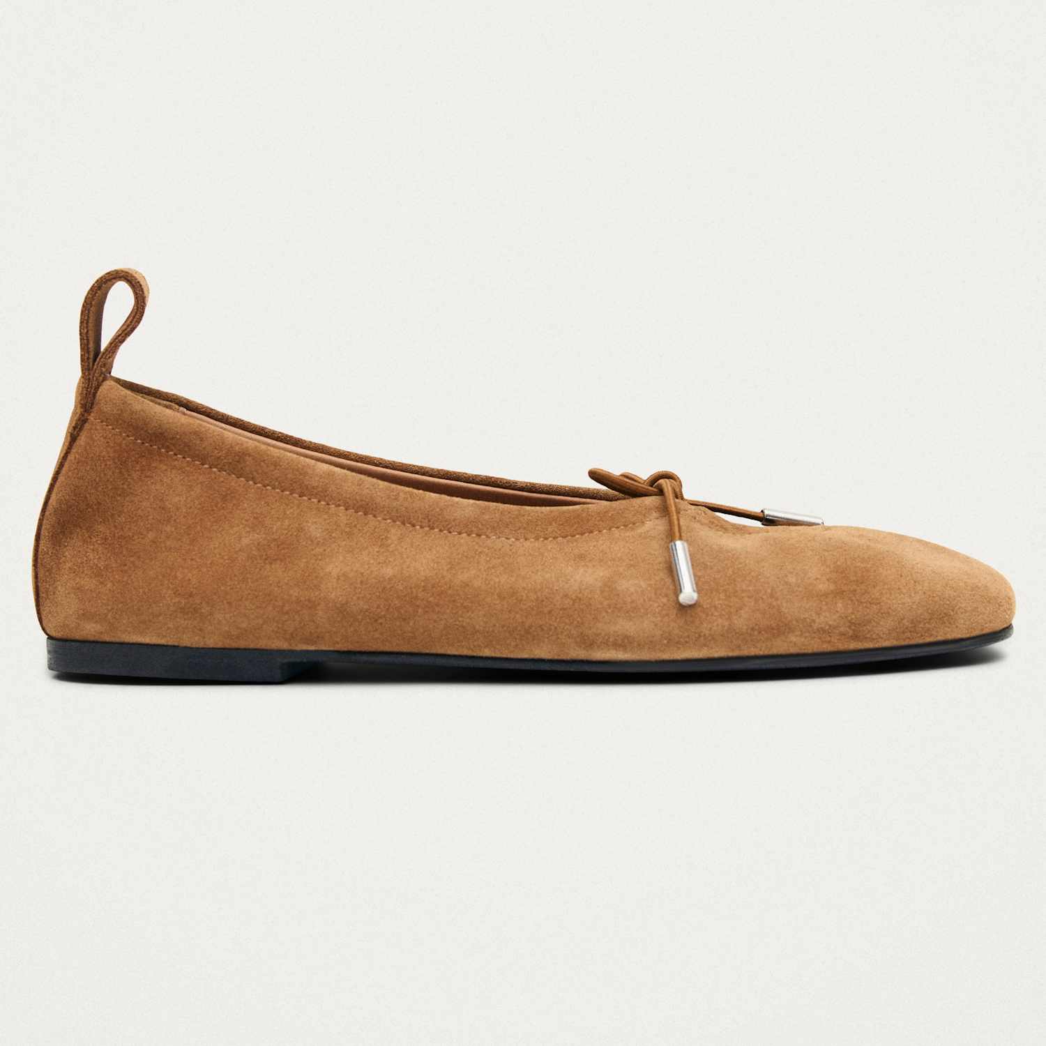 Alohas Women's Suede Bow Flat Ballet Pumps - 6 - Tan - Available at M&S