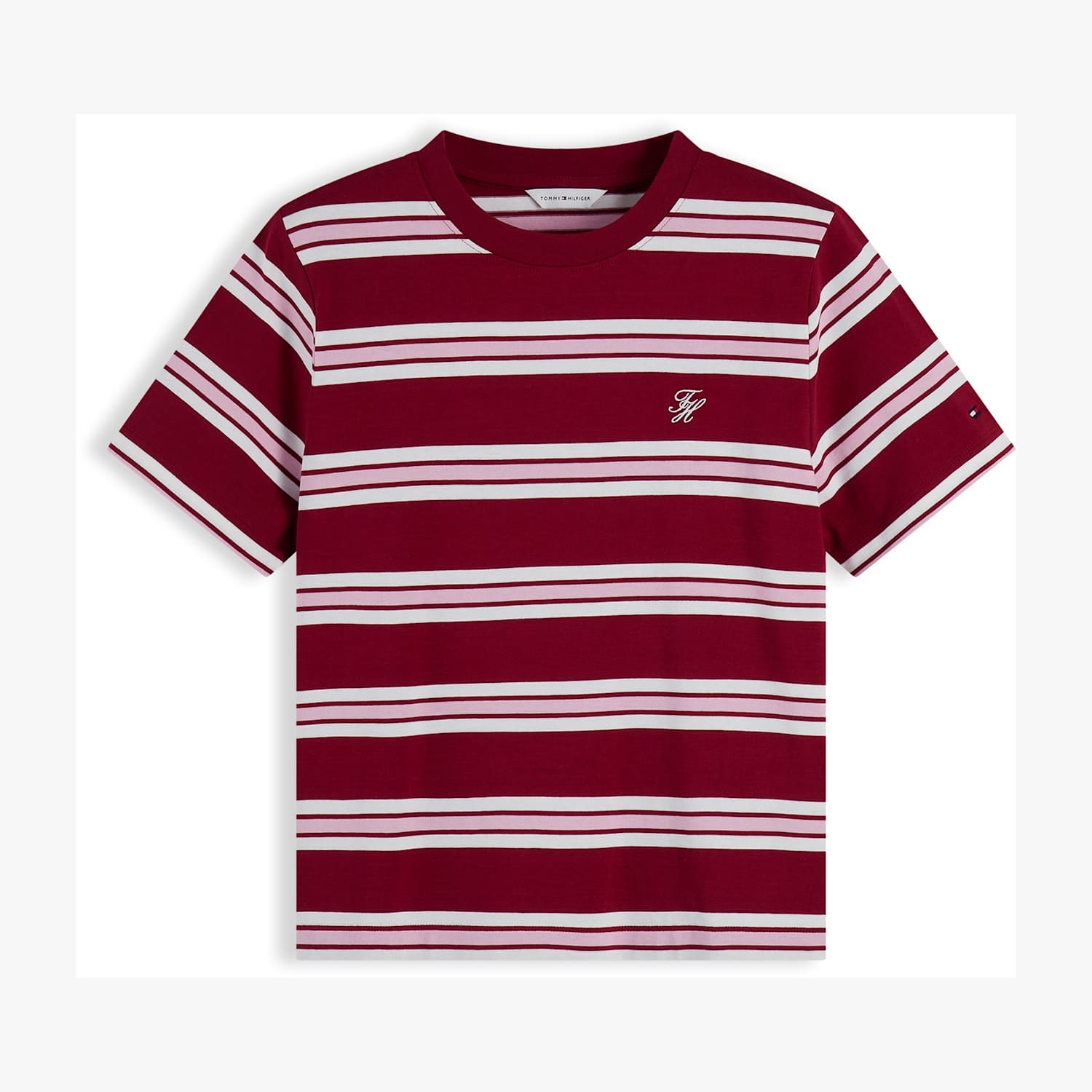 Tommy Hilfiger Women's Pure Cotton Rugby Striped T-Shirt - Medium - Red Mix - Available at M&S