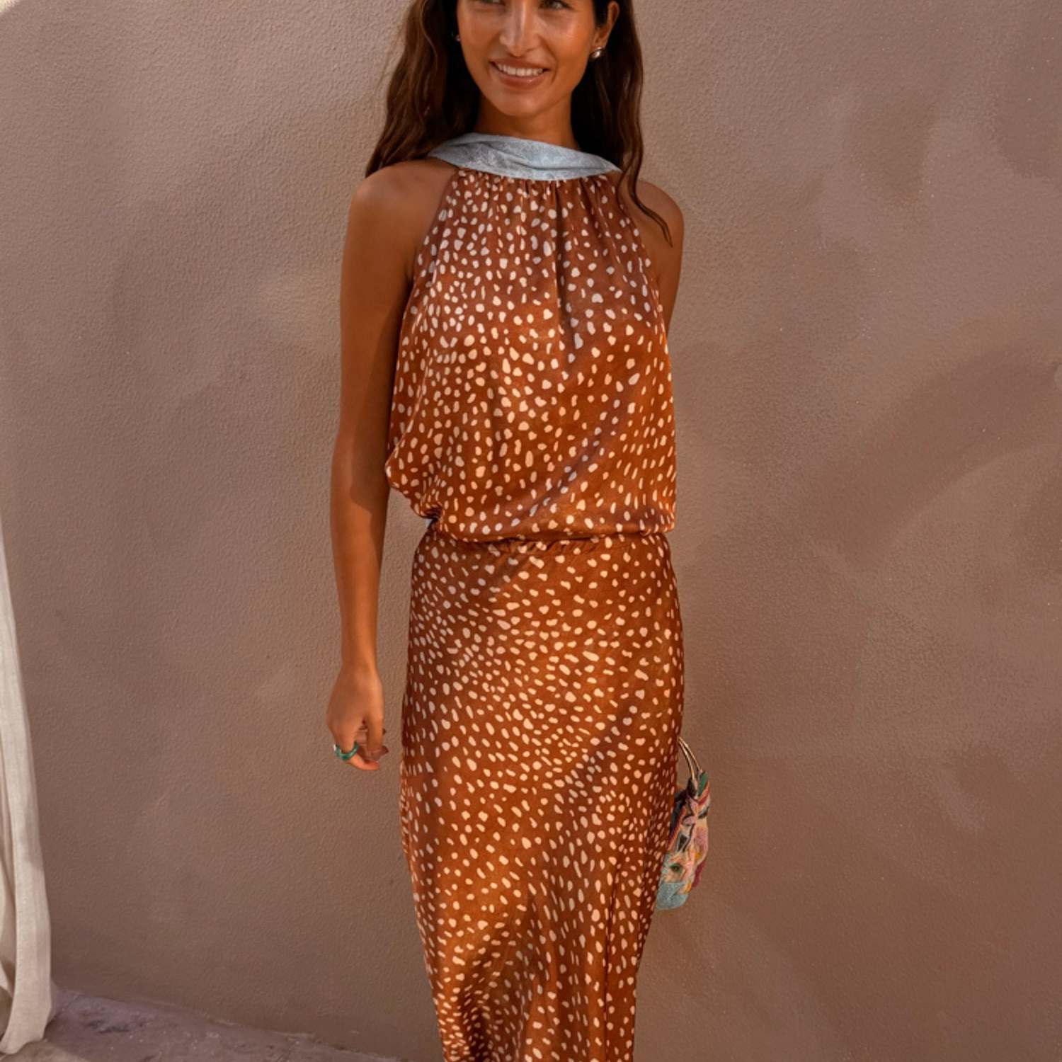 Never Fully Dressed Women's Animal Print Halter Neck Tie Detail Top - 14 - Brown Mix - Available at M&S